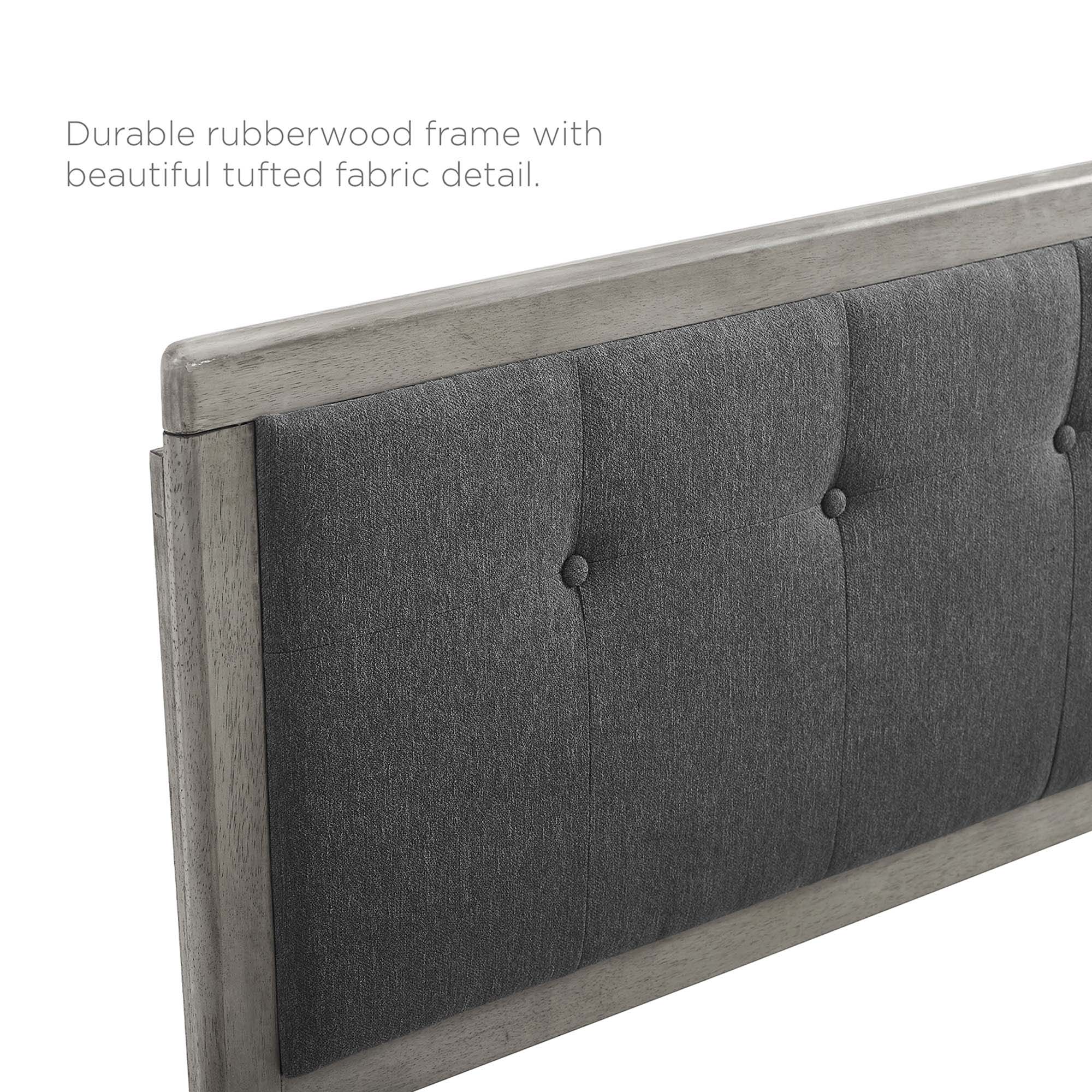 Tufted Fabric and Wood Accent Headboard - Image 49