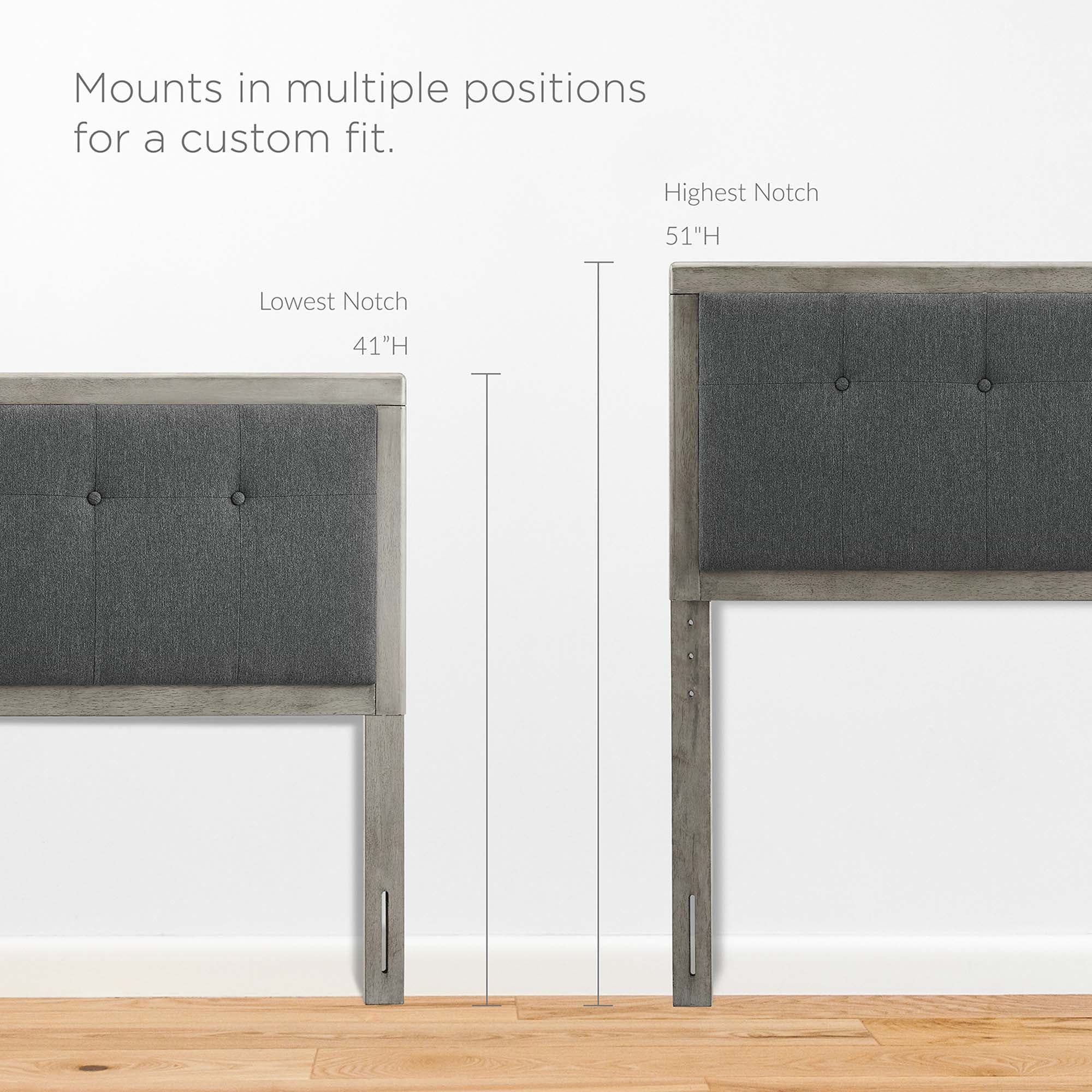 Tufted Fabric and Wood Accent Headboard - Image 50