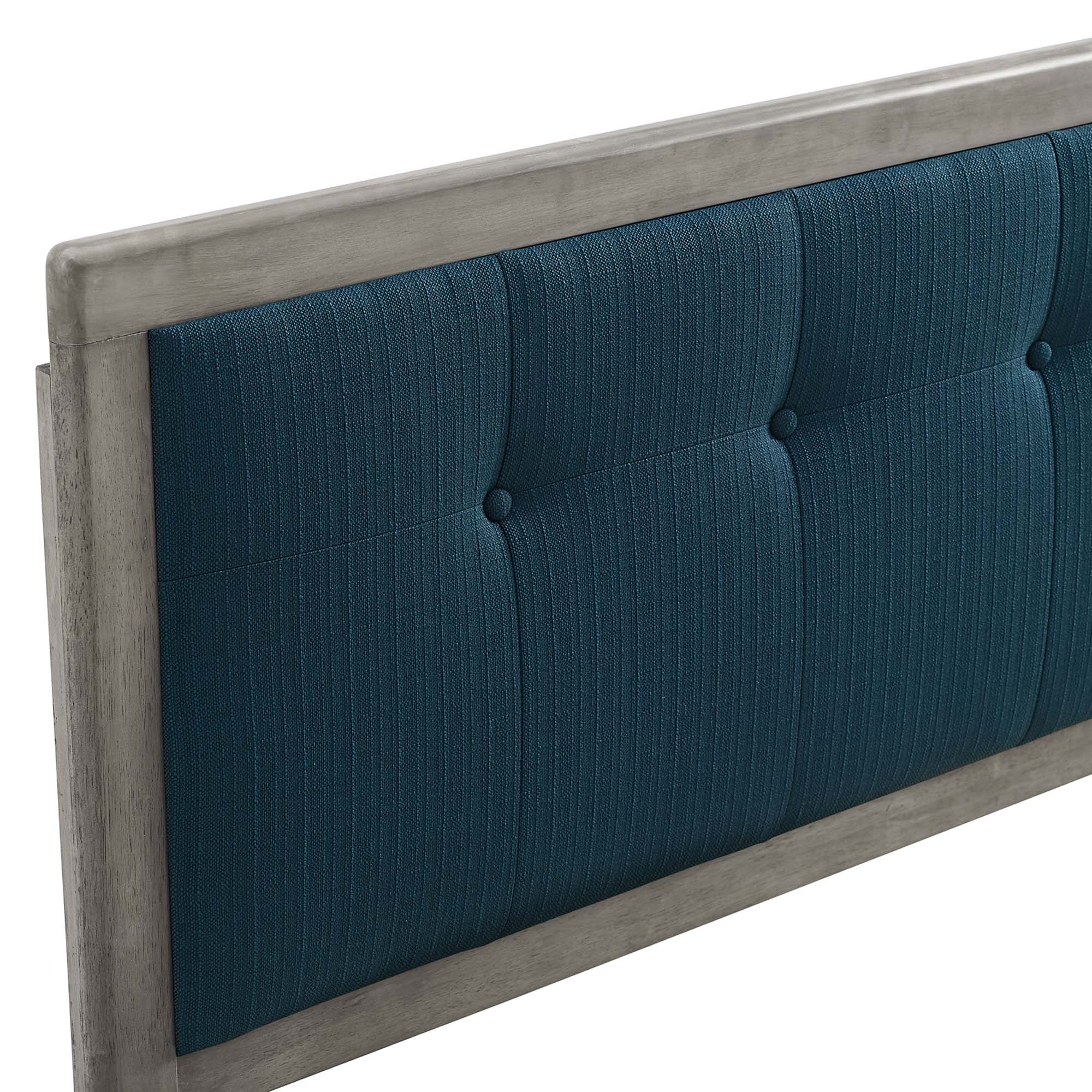 Tufted Fabric and Wood Accent Headboard - Image 76