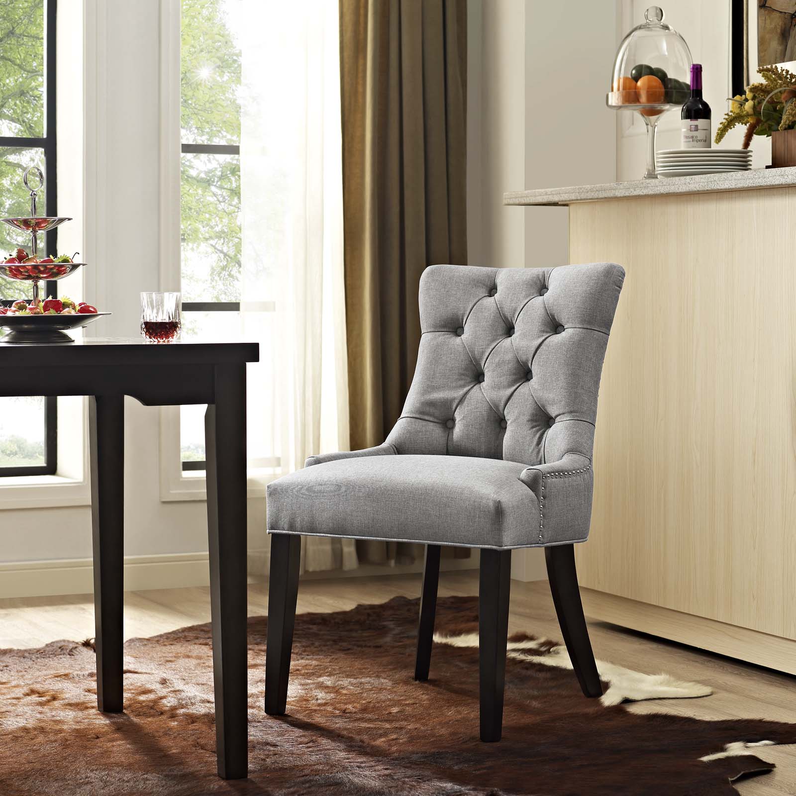 Tufted Fabric Dining Chair with Nailhead Trim - Image 24