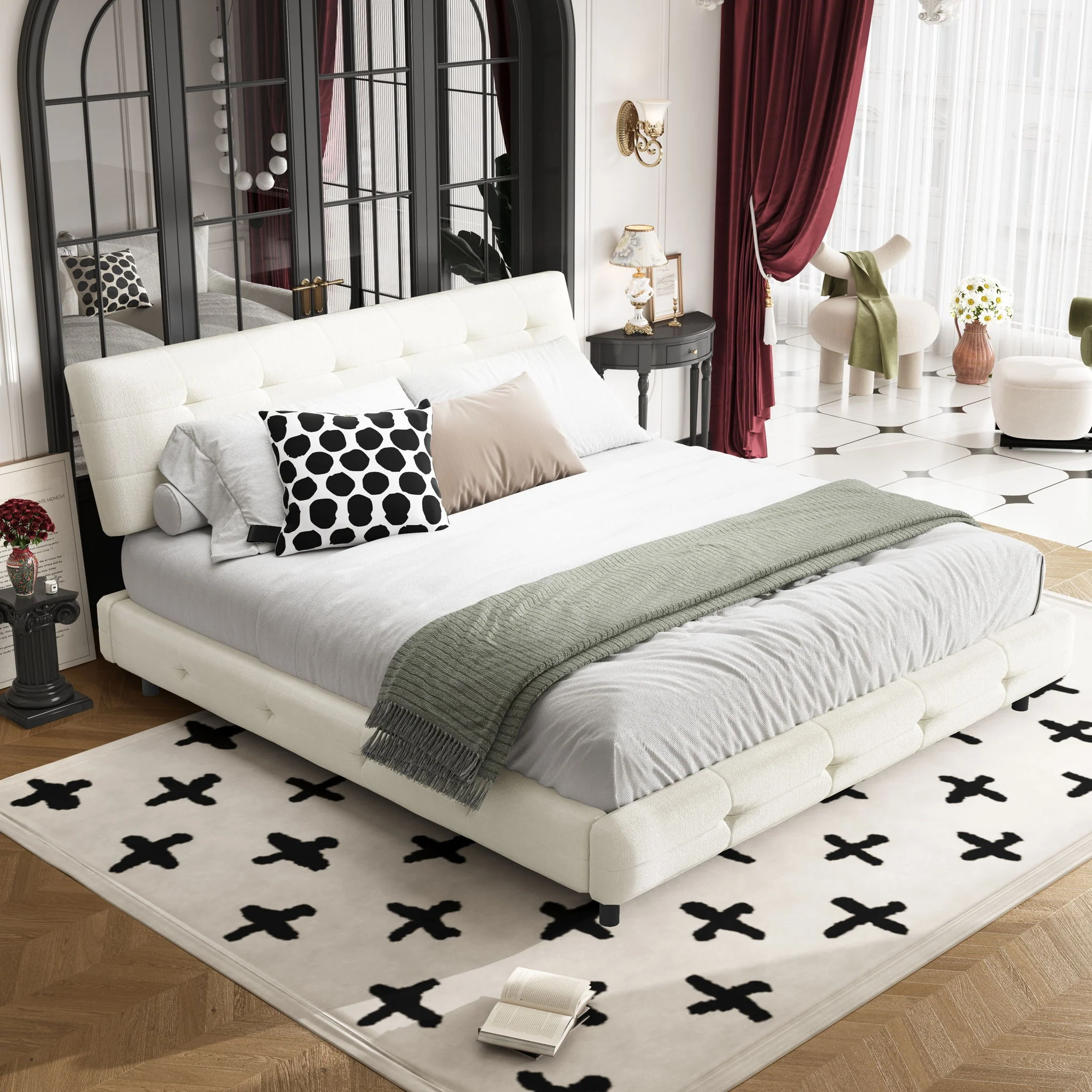 Tufted Headboard With Extra-Large Ultra-Soft Cloud Pillow Design - Image 8