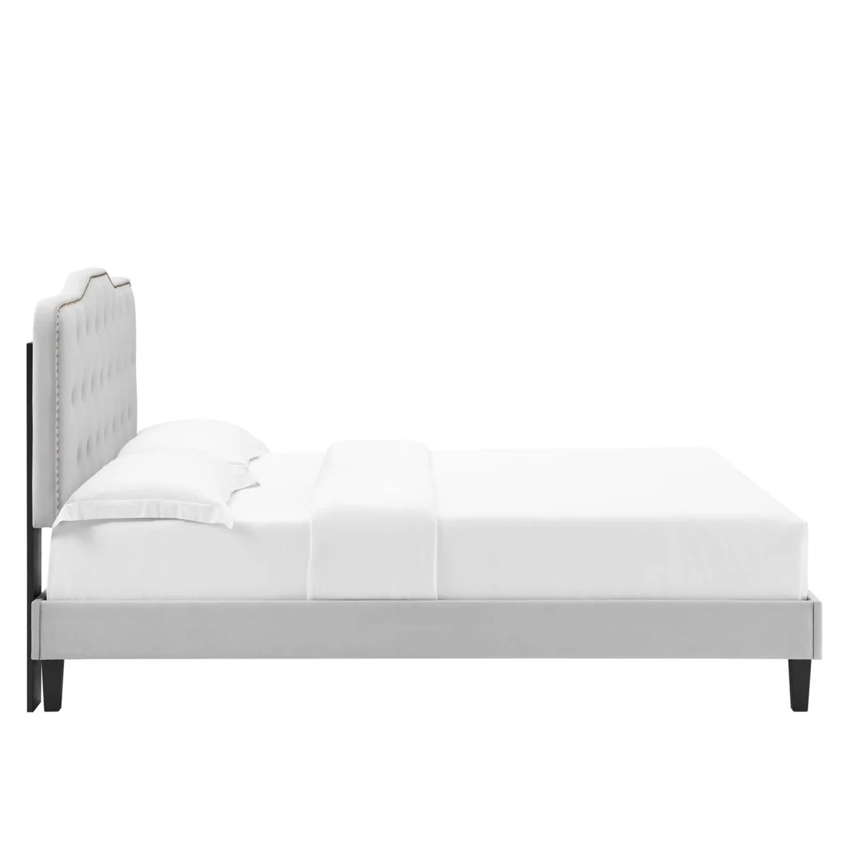 Tufted Nailhead Performance Velvet Platform Bed - Image 24