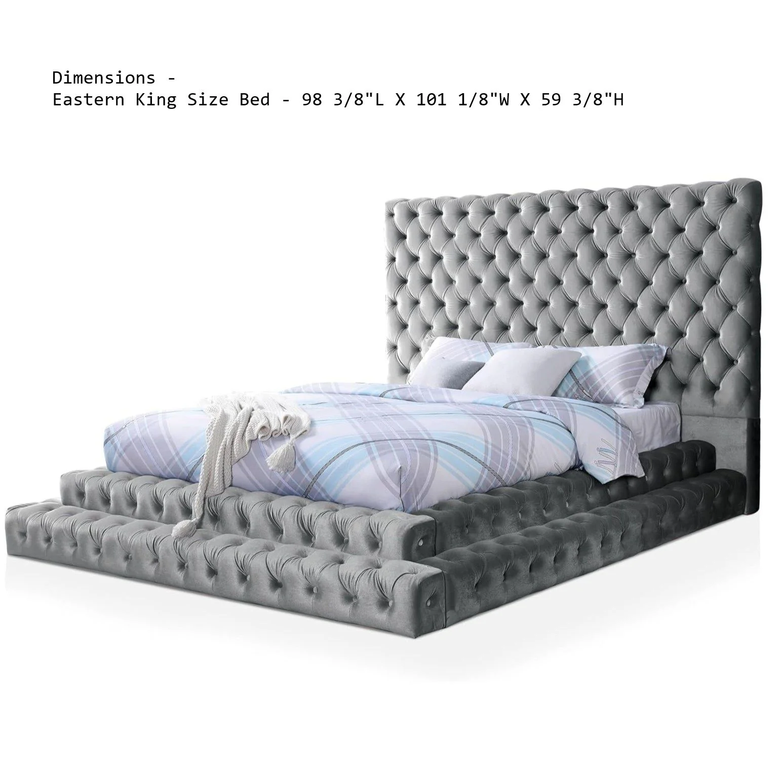 Tufted Oversized Headboard Platform Bed With Fully Upholstered Frame - Image 8