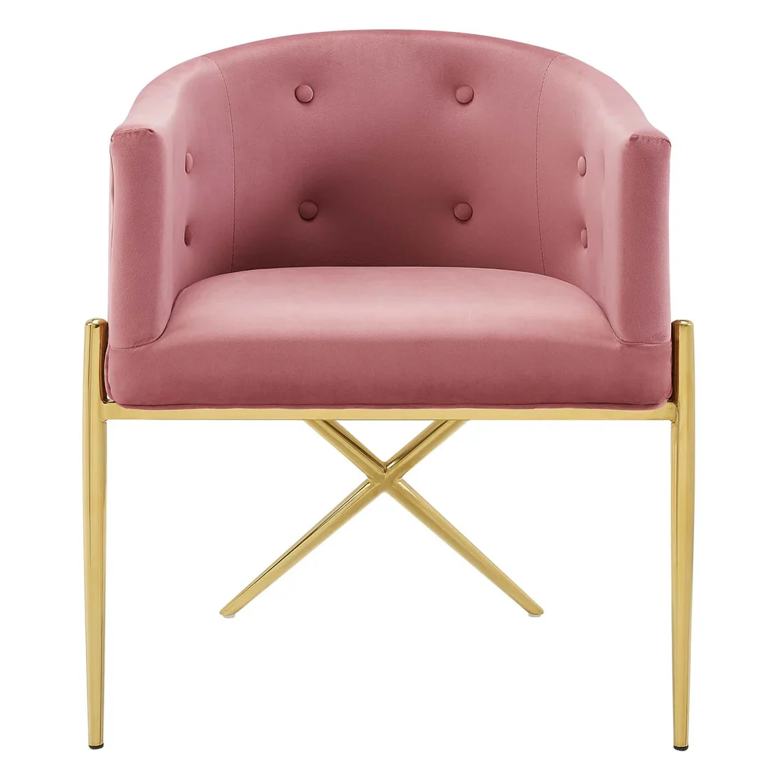 Tufted Performance Velvet Dining Armchair – Gold and Velvet - Image 2