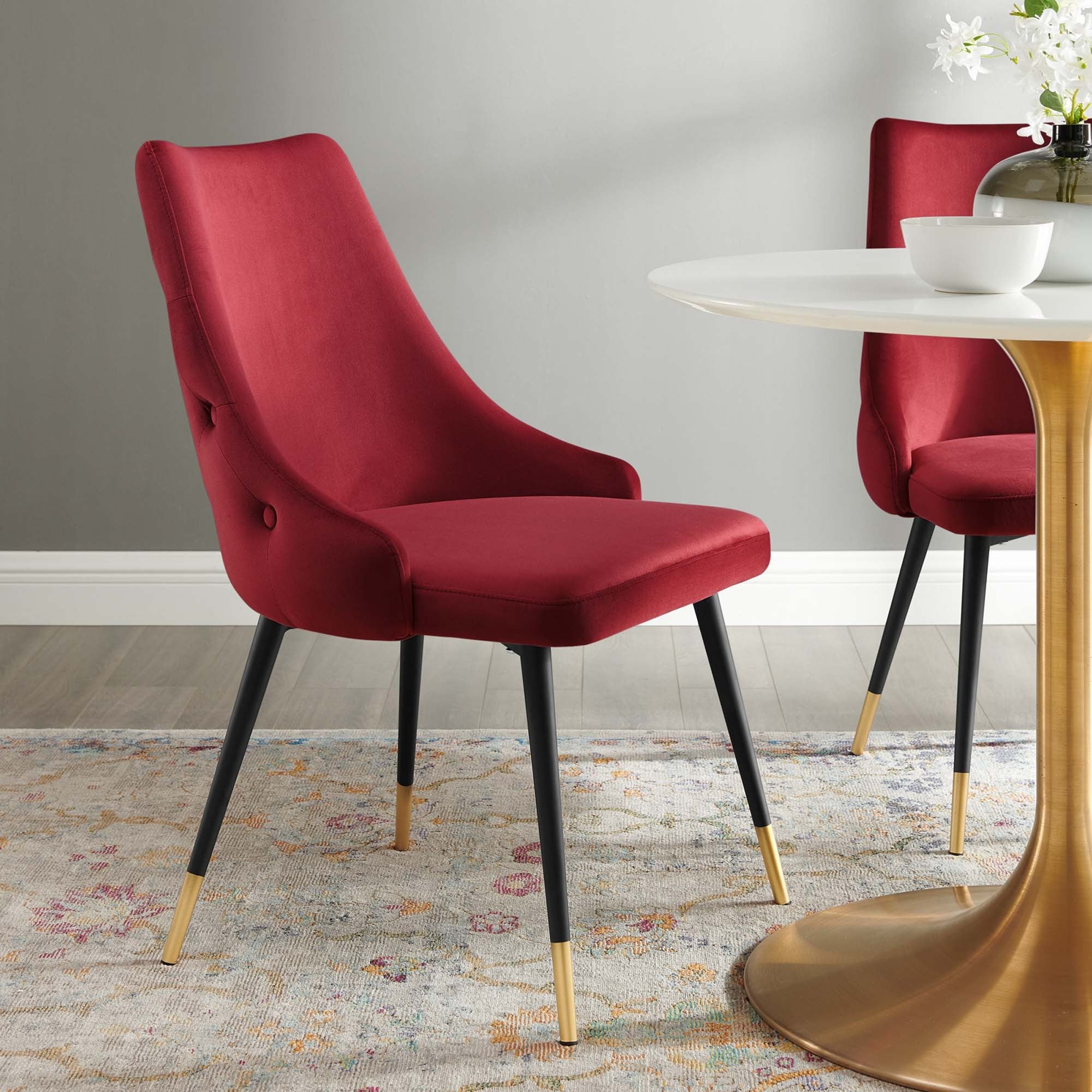 Tufted Performance Velvet Dining Side Chair with Tapered Legs - Image 46
