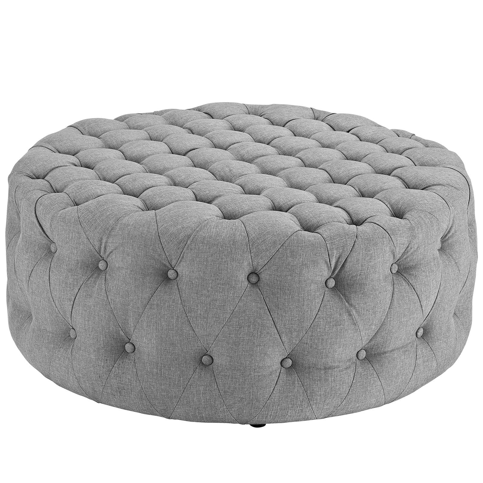 Tufted Round Fabric Upholstered Ottoman – 40 Inch - Image 15