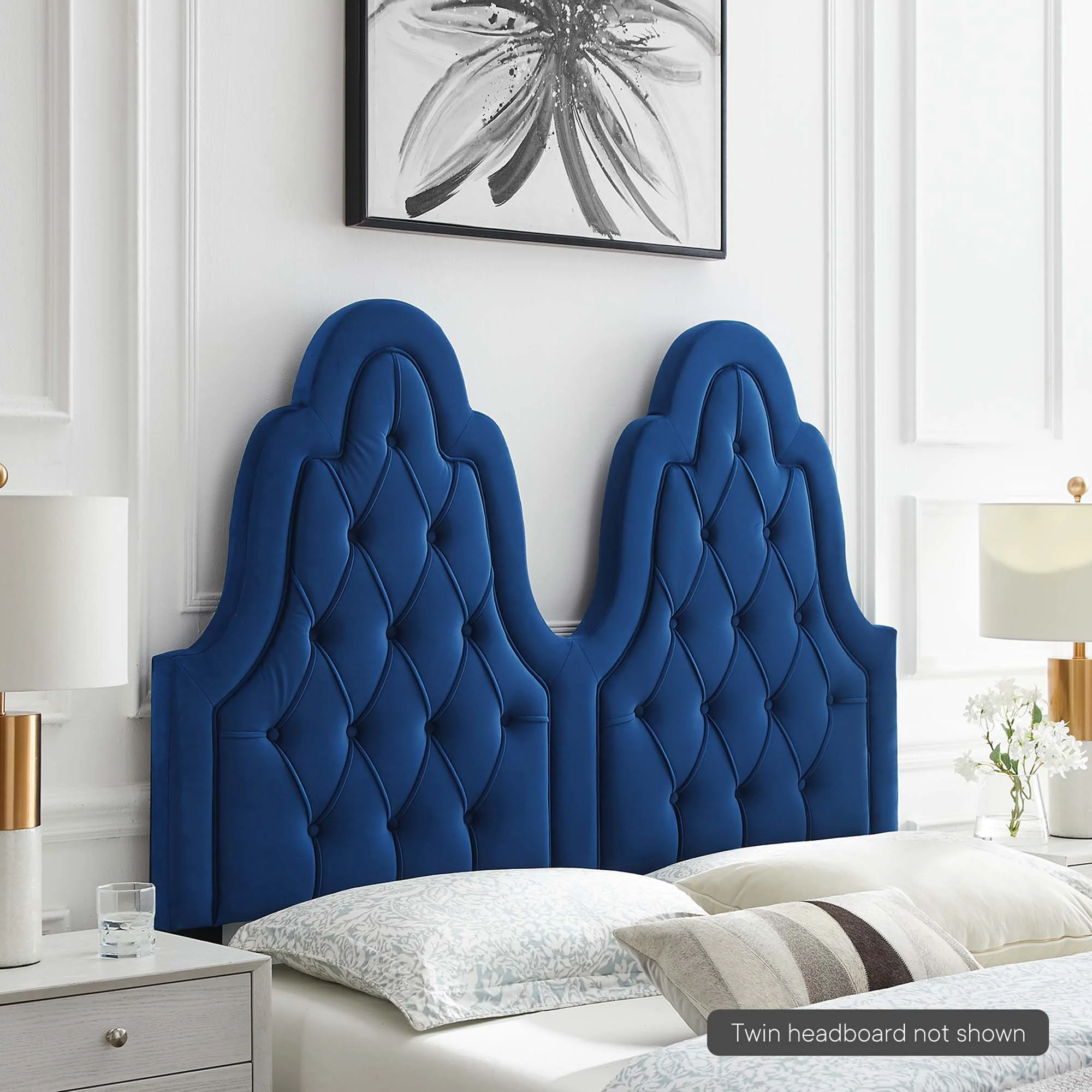 Tufted Upholstered Headboard with French Piping Detail - Image 25