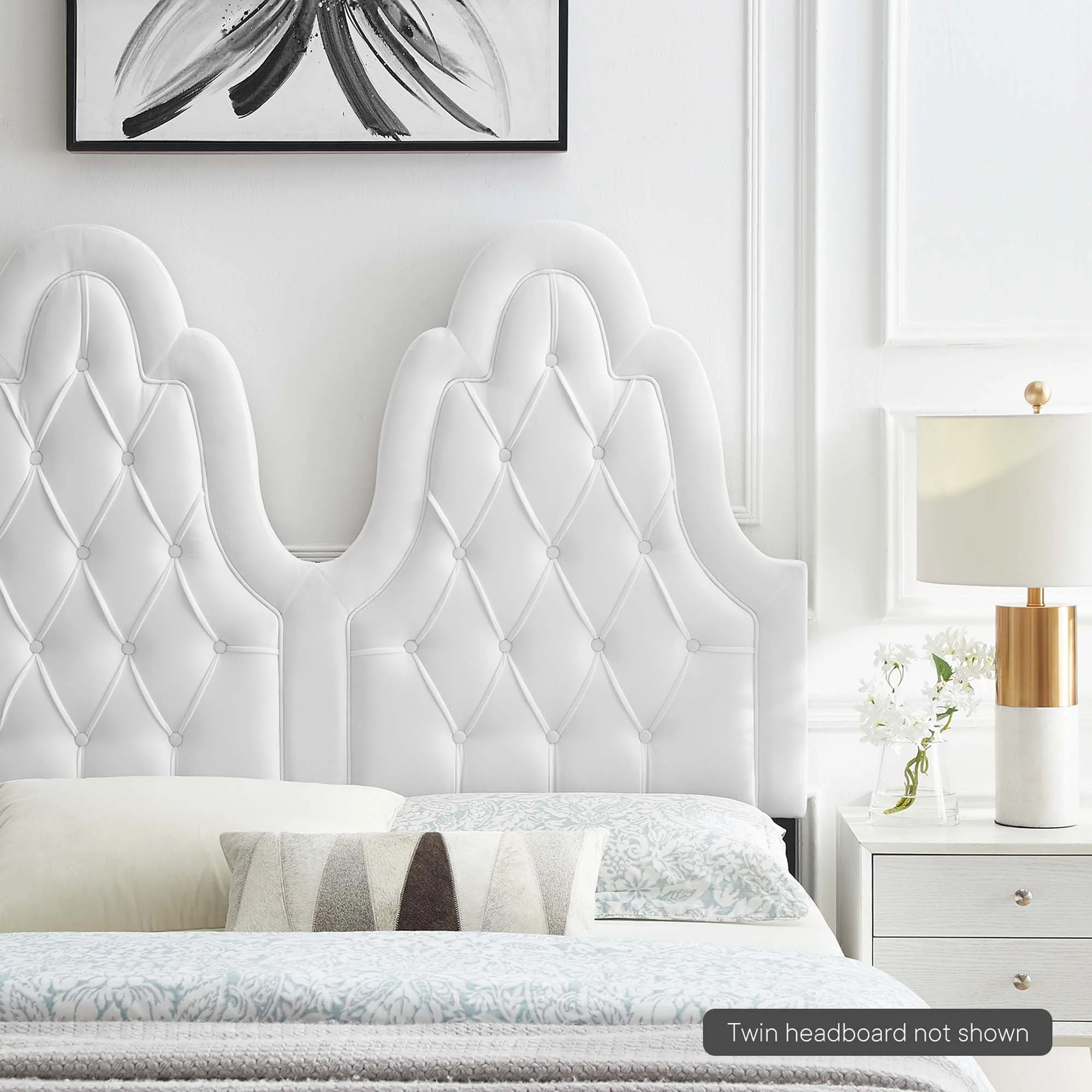 Tufted Upholstered Headboard with French Piping Detail - Image 39