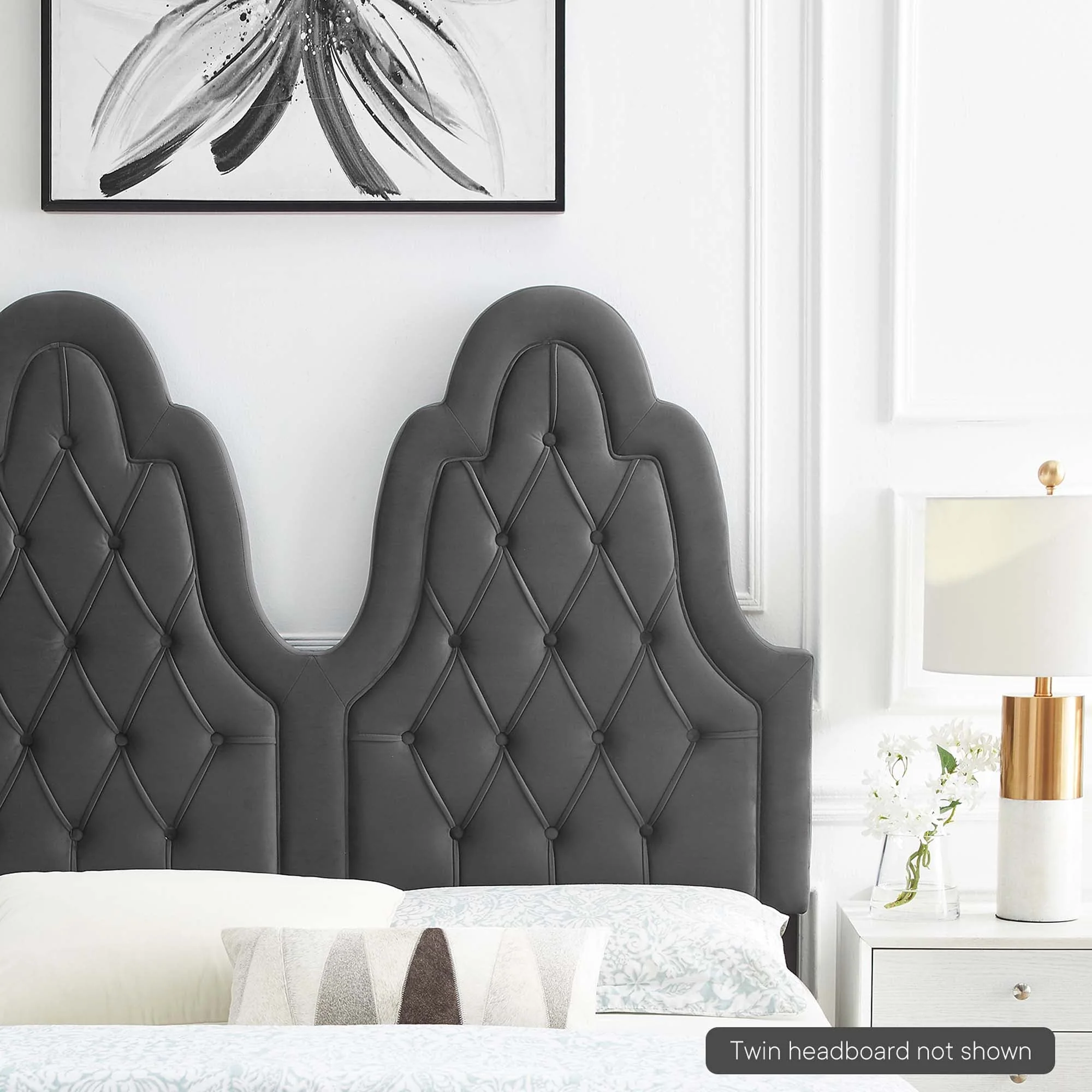 Tufted Upholstered Headboard with French Piping Detail - Image 4