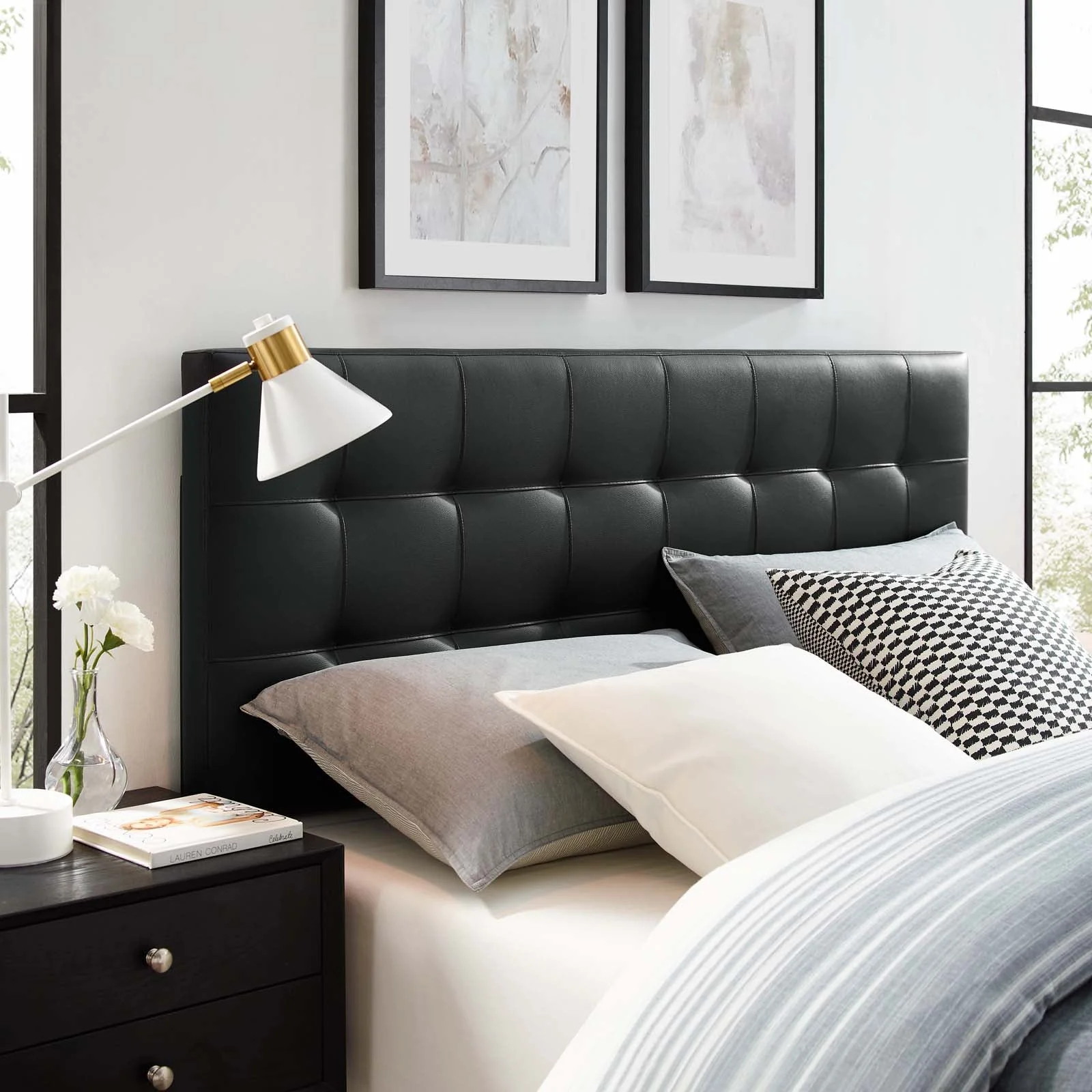 Tufted Upholstered Vinyl Headboard - Image 35