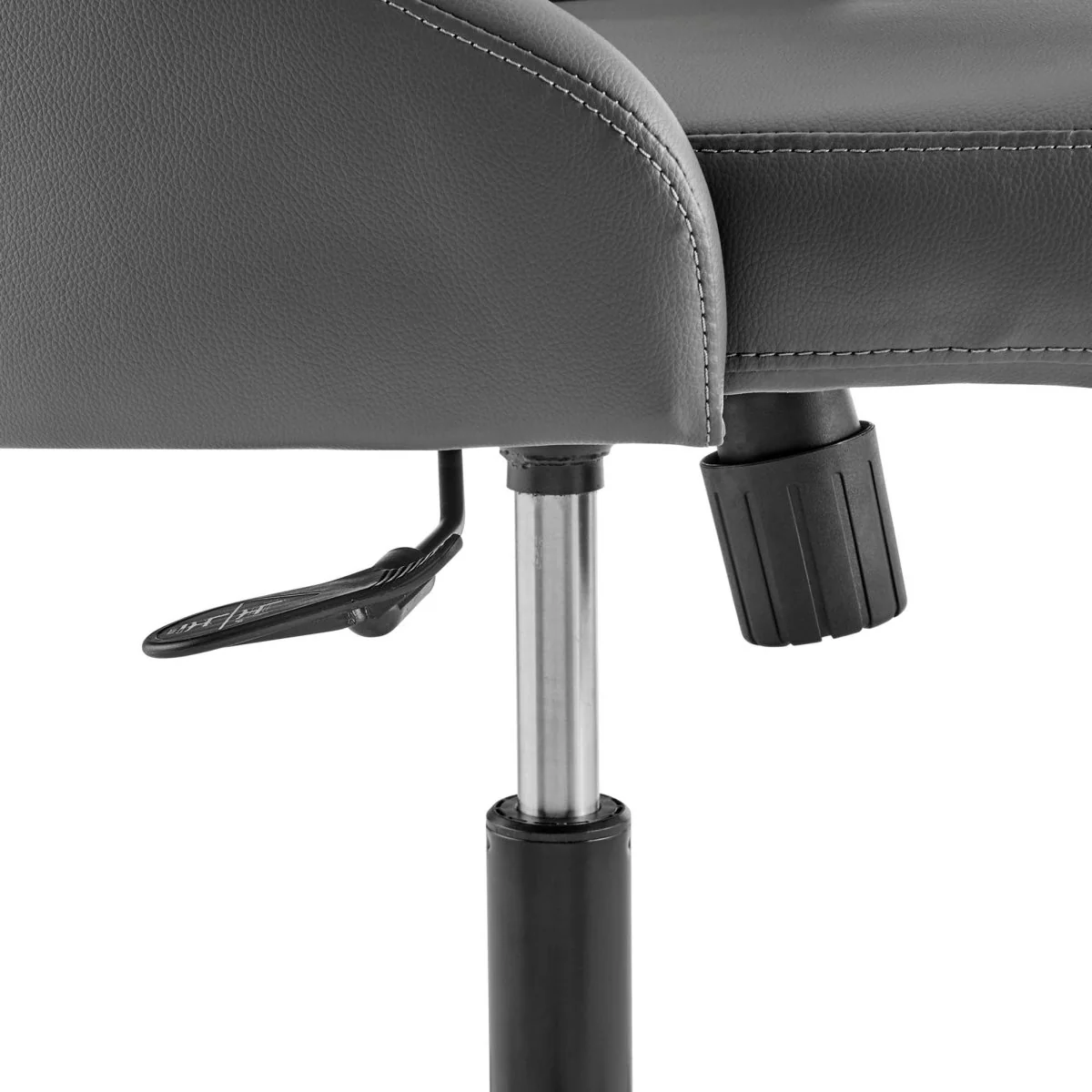 Tufted Vegan Leather Swivel Office Chair – Black Gray - Image 8