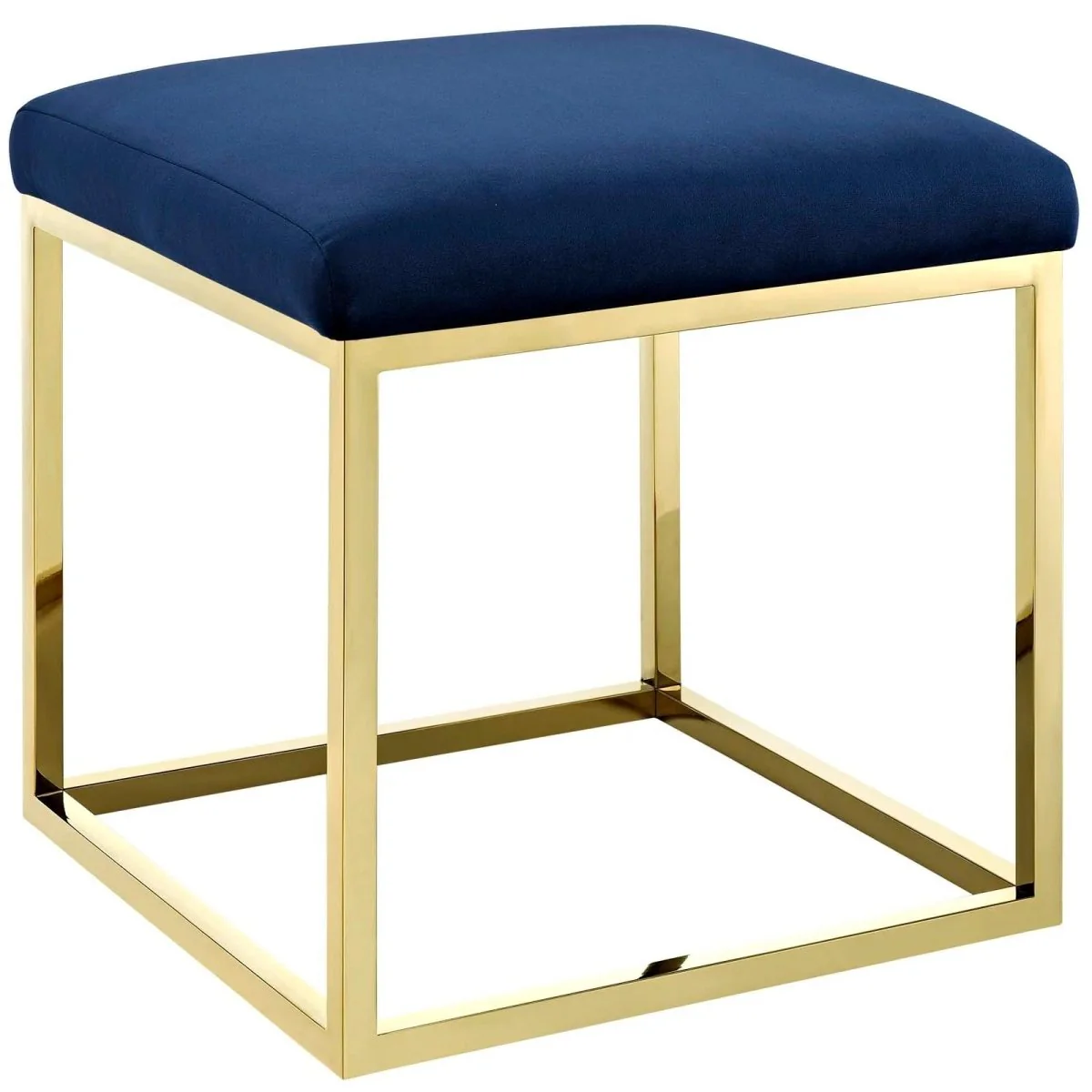 Tufted Velvet Ottoman with Gold Base – 18 Inch Square - Image 11
