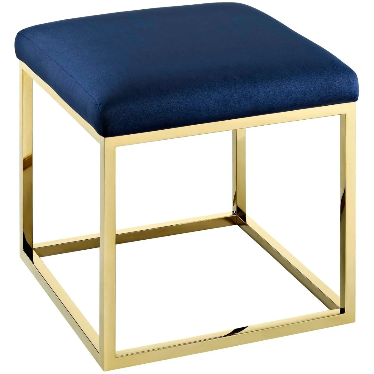 Tufted Velvet Ottoman with Gold Base – 18 Inch Square - Image 14