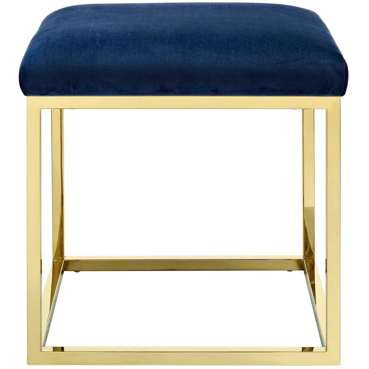 Tufted Velvet Ottoman with Gold Base – 18 Inch Square - Image 15