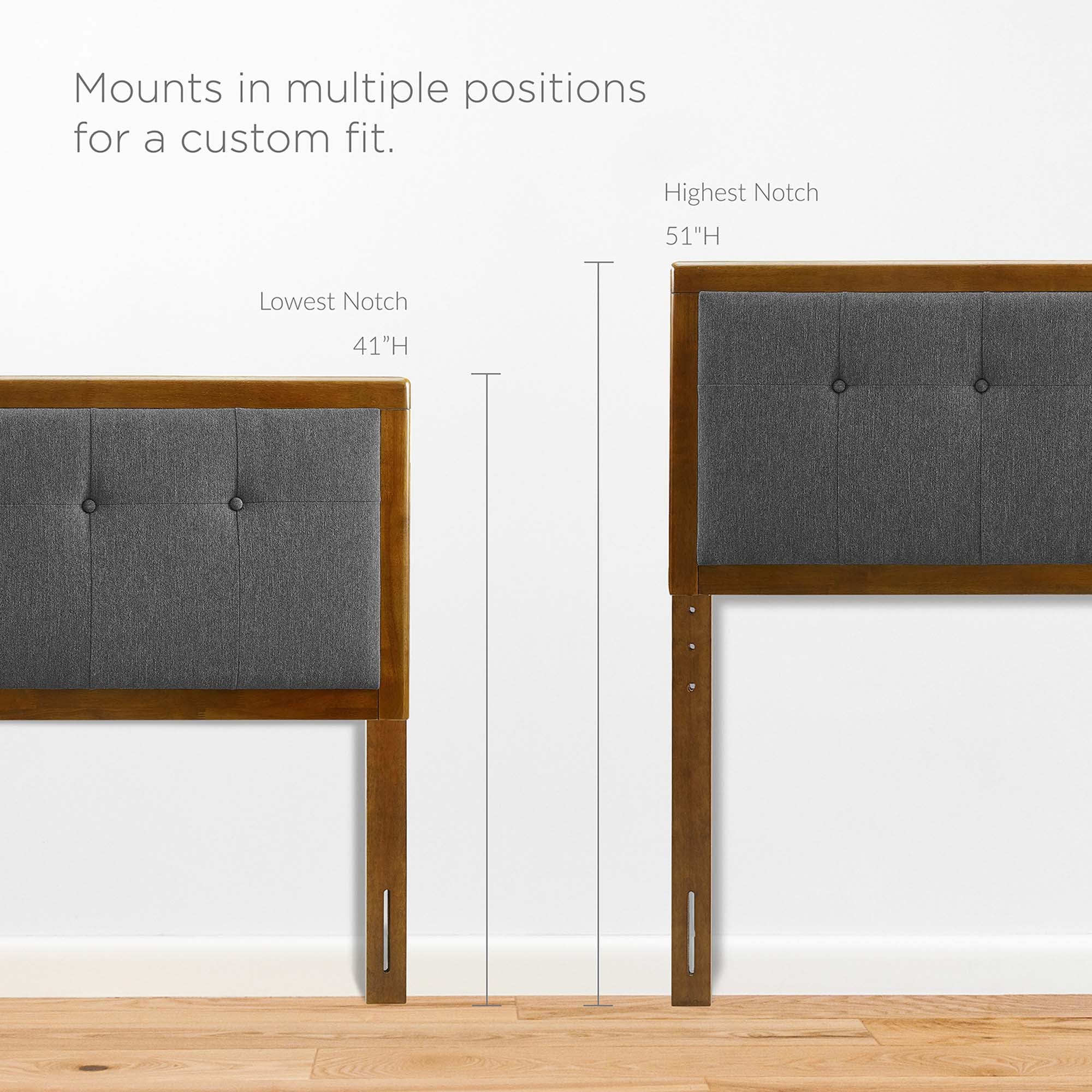 Tufted Wood Platform Bed with Angular Frame - Image 53