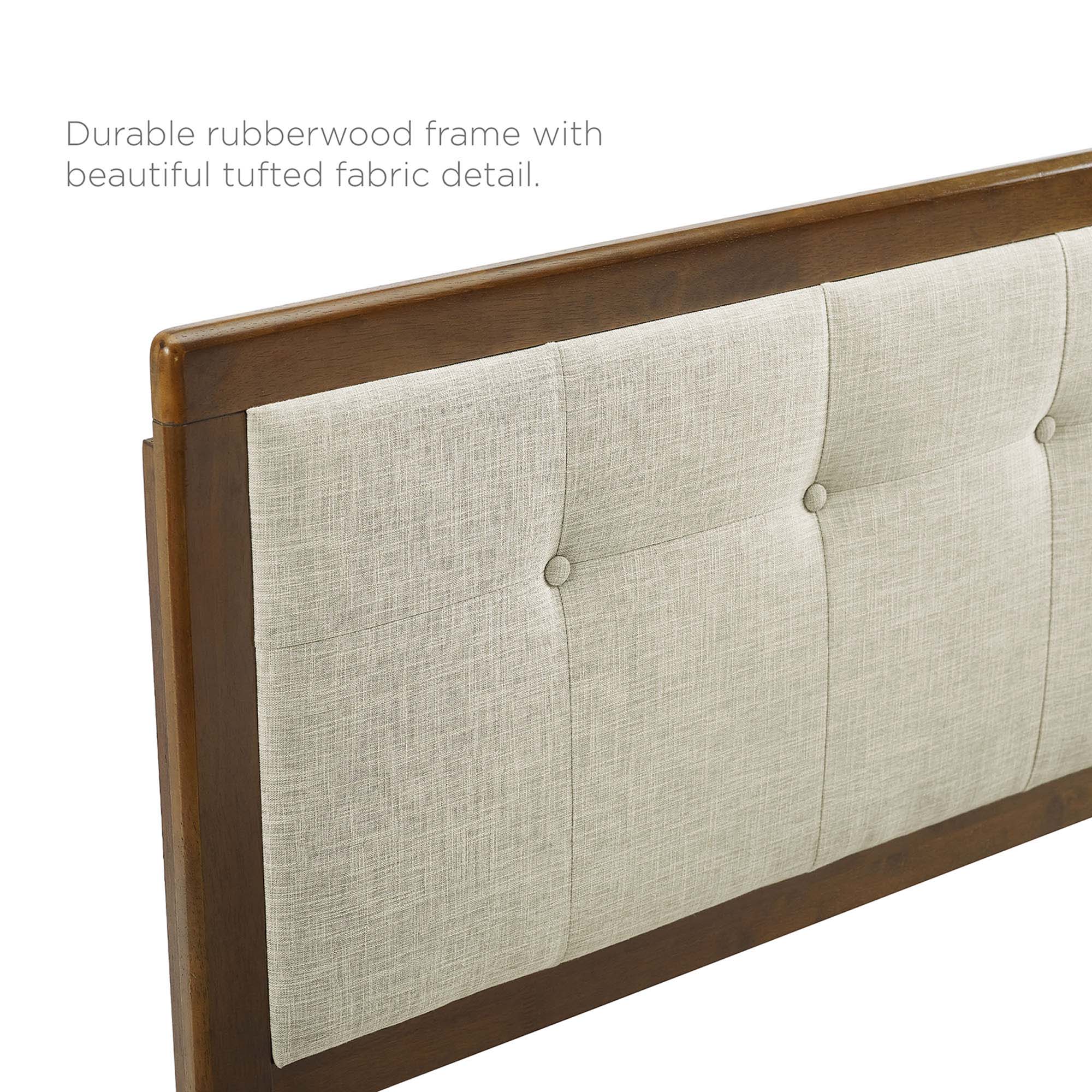 Tufted Wood Platform Bed with Splayed Legs - Image 21