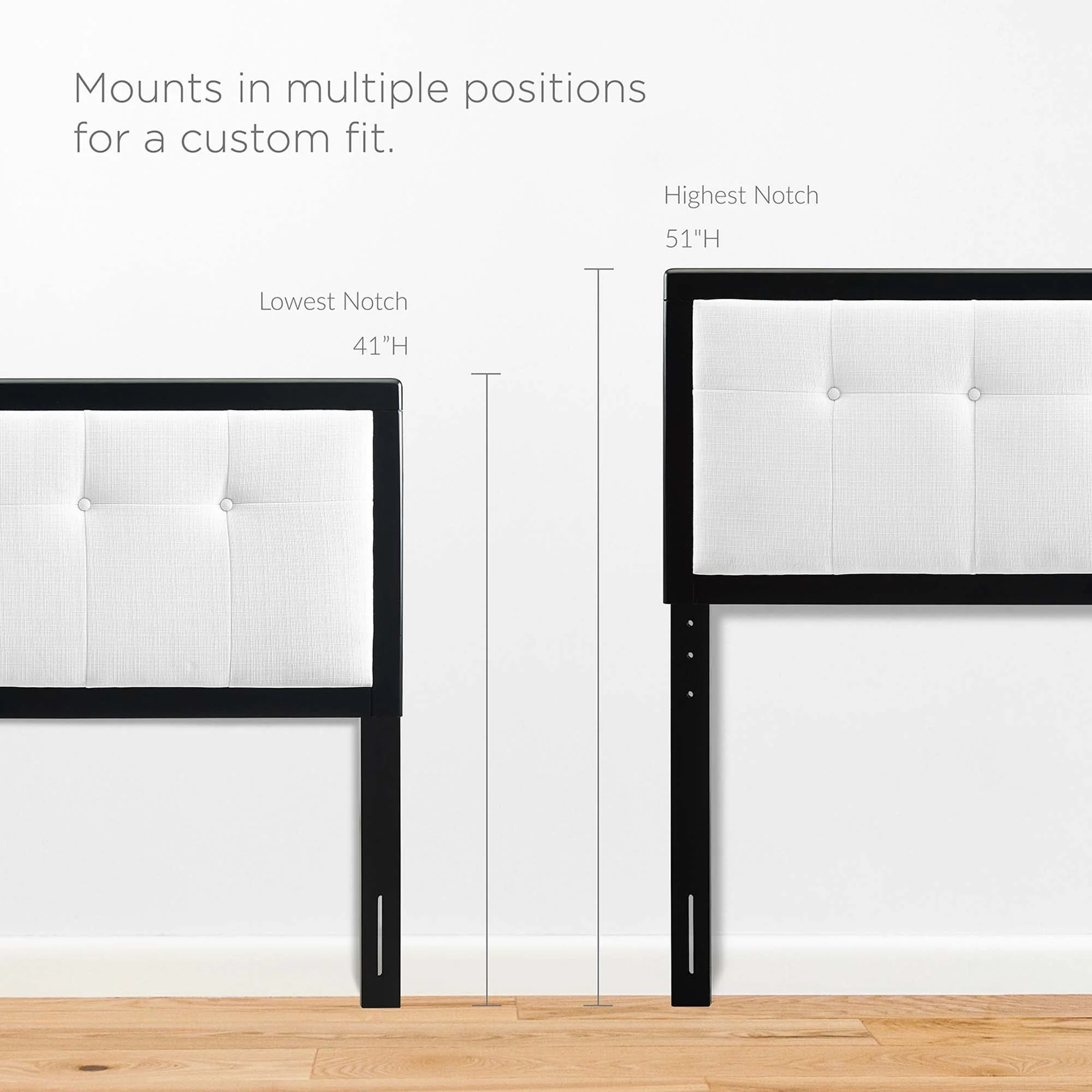 Tufted Wood Platform Bed with Splayed Legs - Image 32