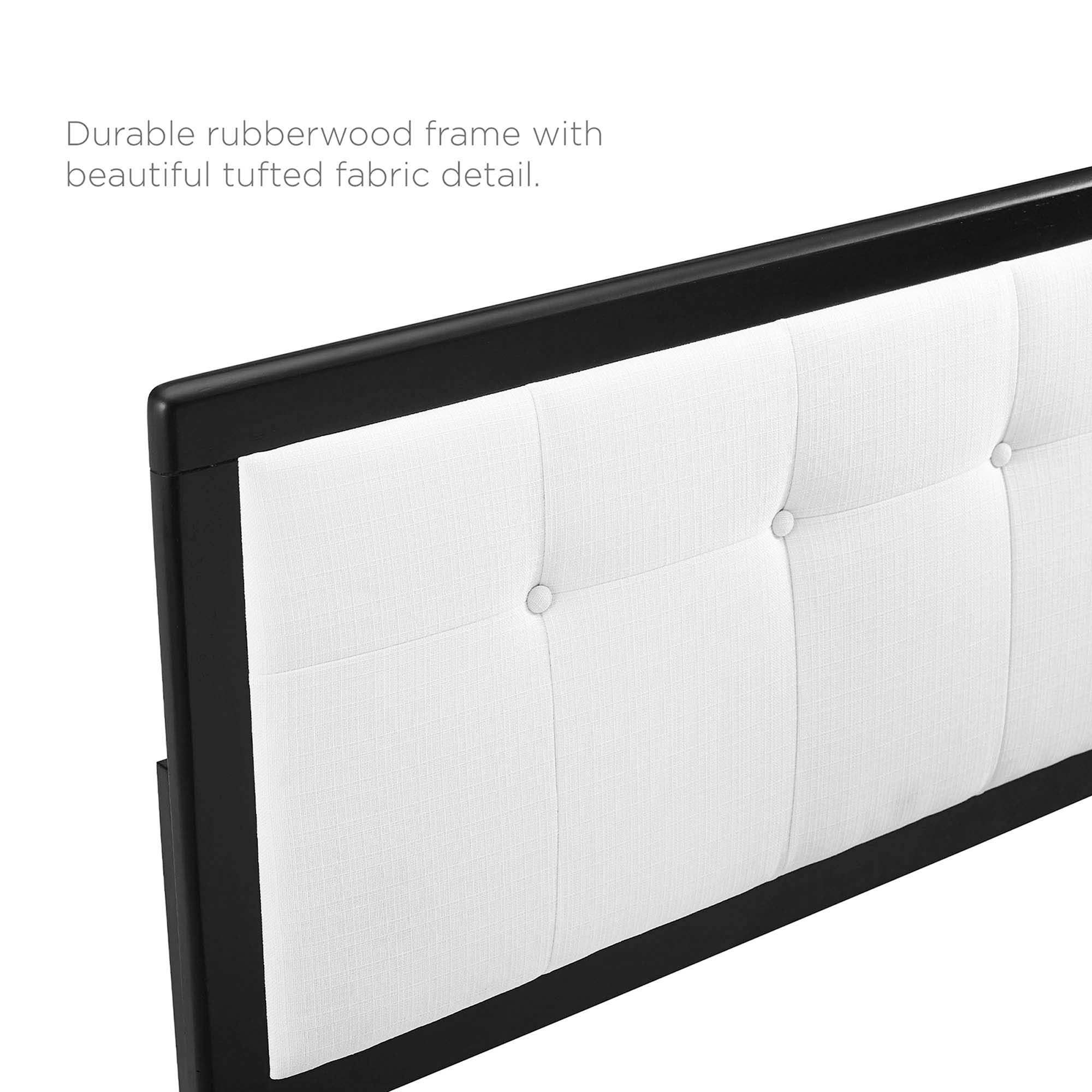 Tufted Wood Platform Bed with Splayed Legs - Image 33