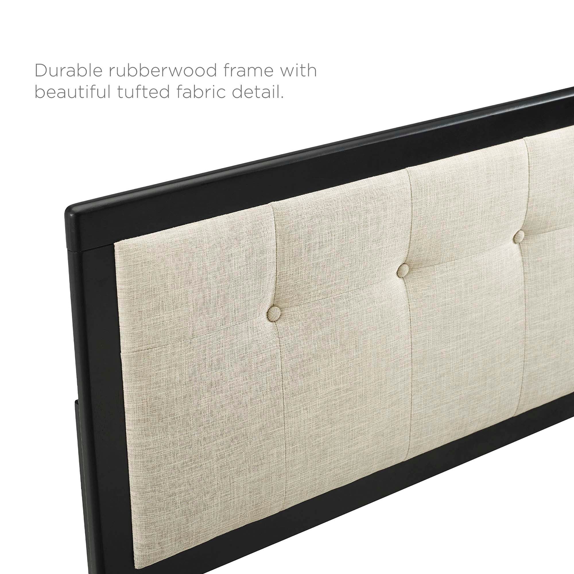 Tufted Wood Platform Bed with Splayed Legs - Image 51