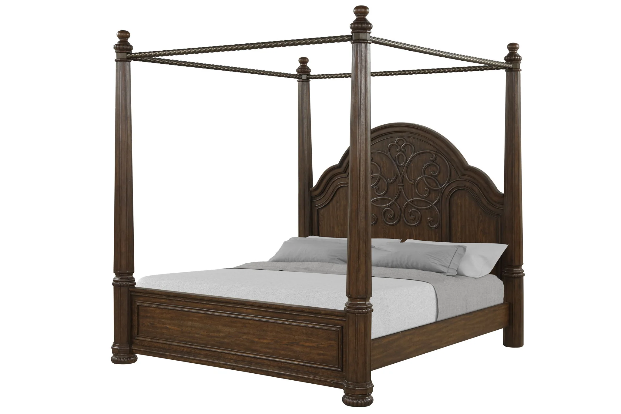 Tuscany - Queen Canopy Bed - Warm Mahogany - Image 6