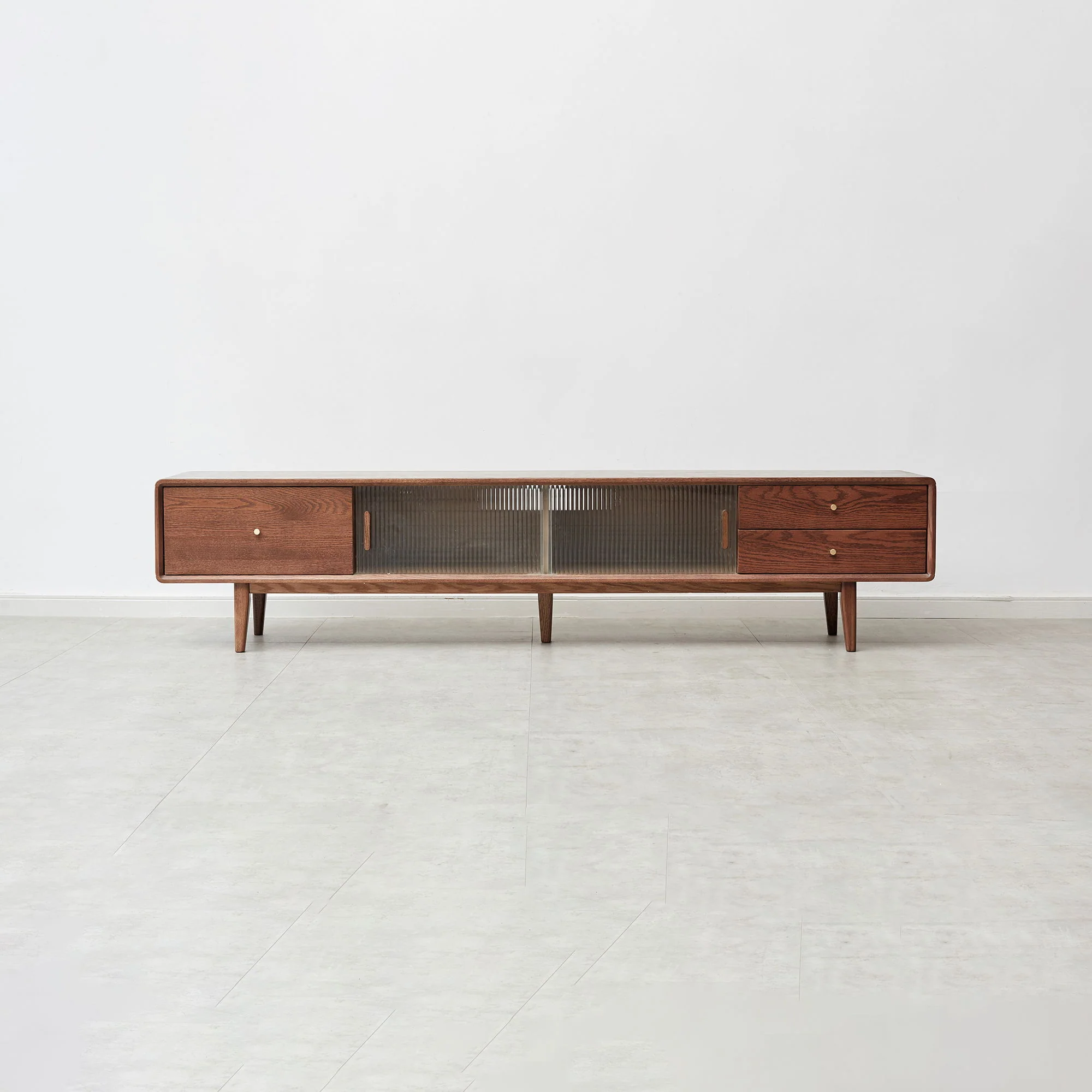TV Cabinet With Chinese Changhong Glass Doors, Two Drawer Storage Space TV Standing - Image 12