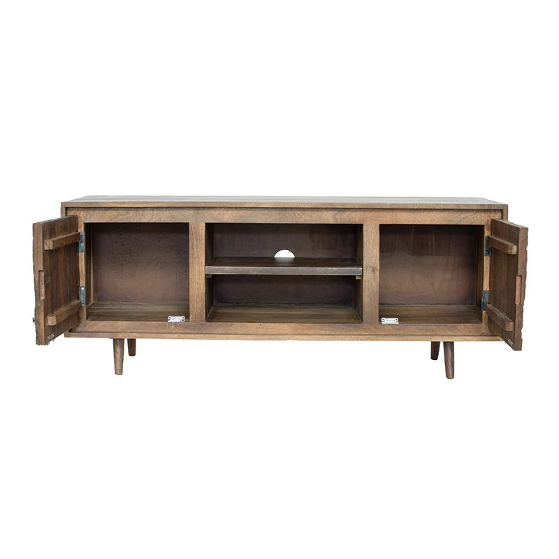 TV Cabinet With Recycle Wood 2 Door - Brown - Image 2