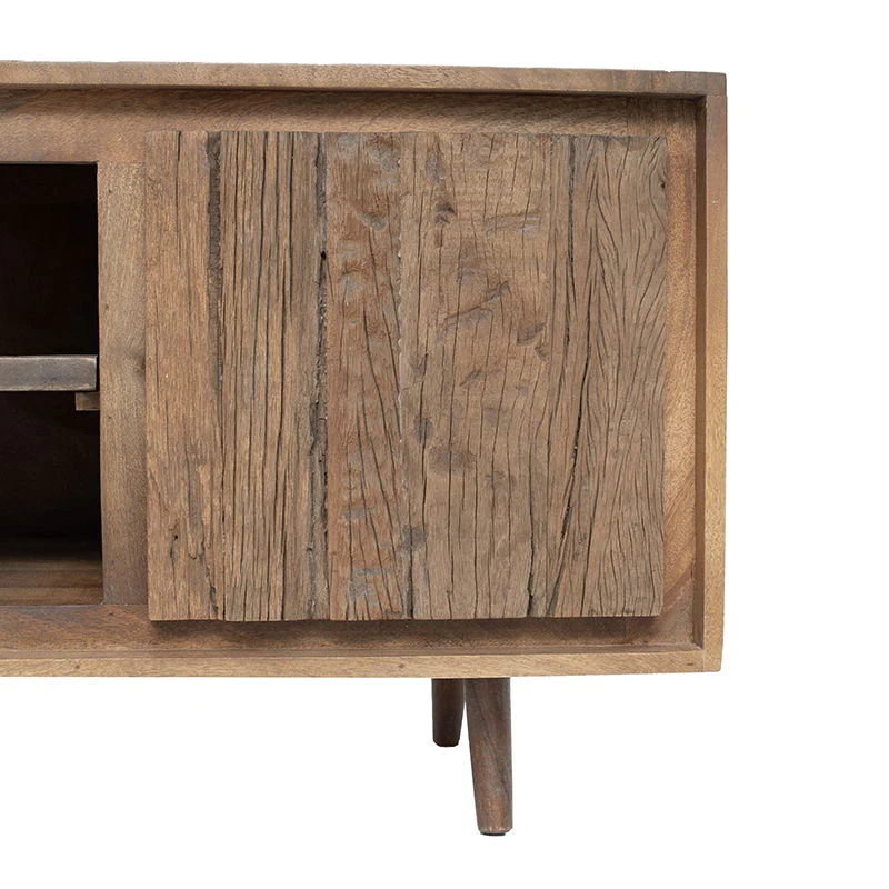 TV Cabinet With Recycle Wood 2 Door - Brown - Image 3