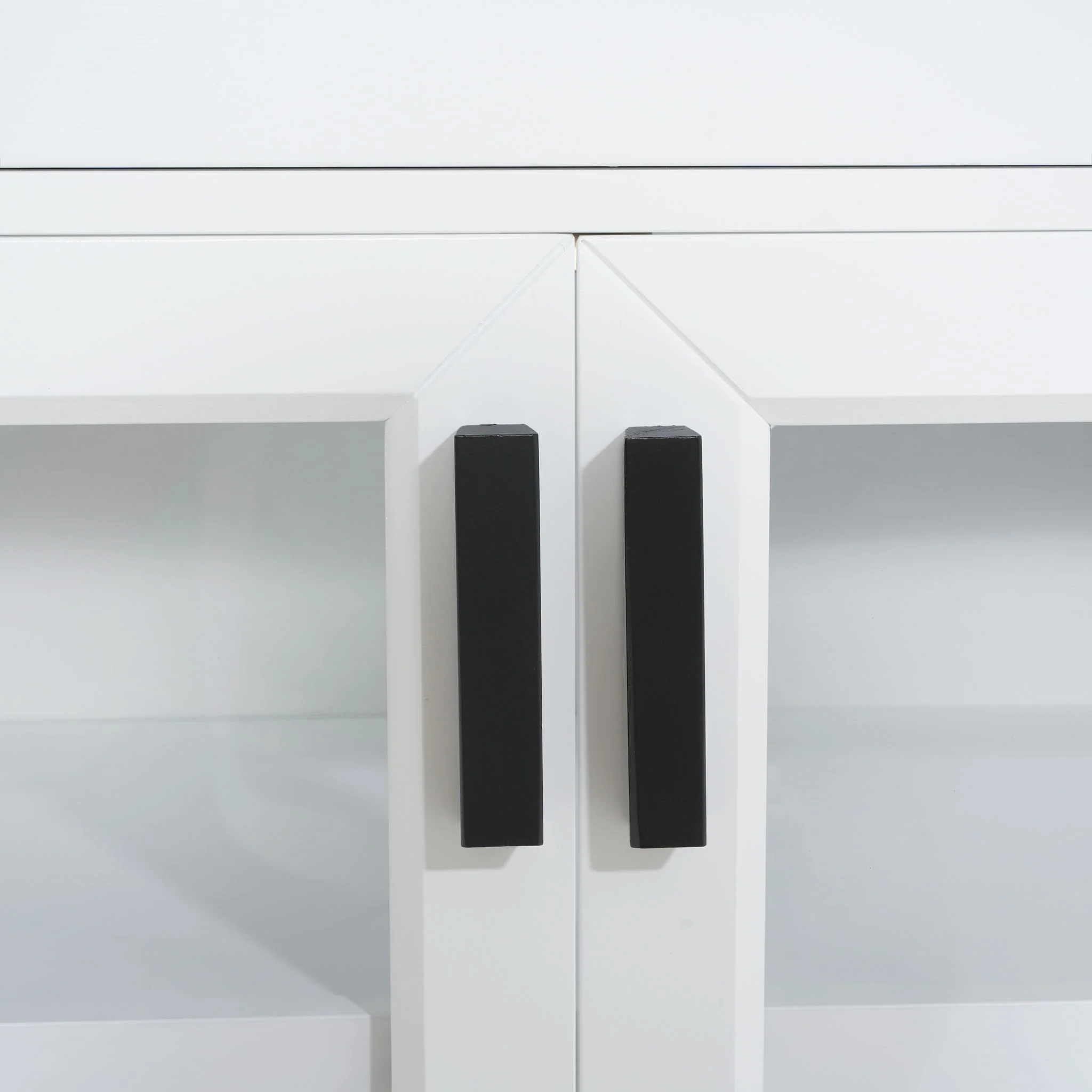 TV Console Stand, Glass Doors & Storage Drawers, Adjustable Shelves - Image 16