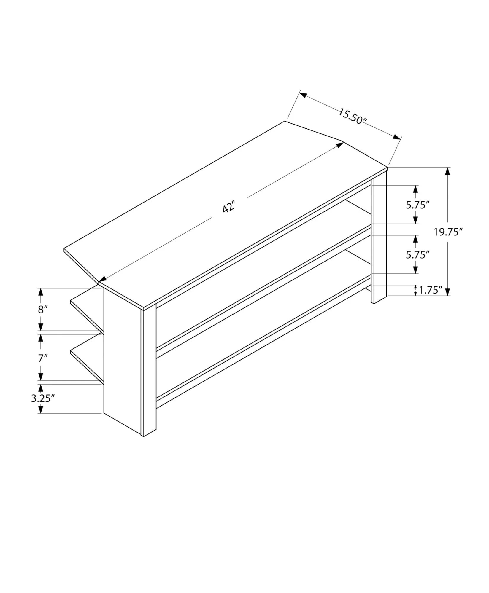 TV Stand, Console, Media Entertainment Center, 3 Storage Shelves - Image 6