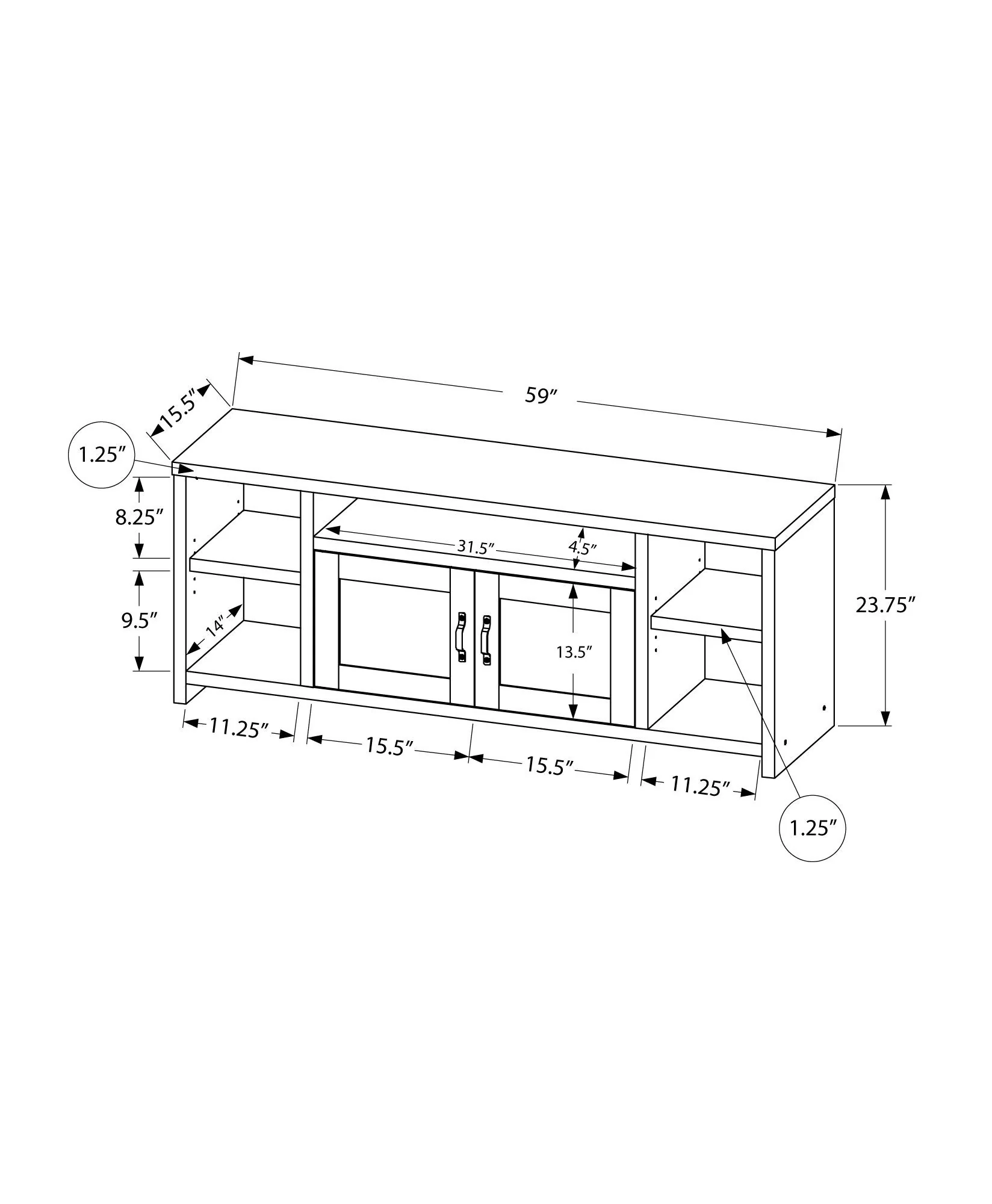 TV Stand Console Media Entertainment Center Storage Cabinet For Living Room - Image 3