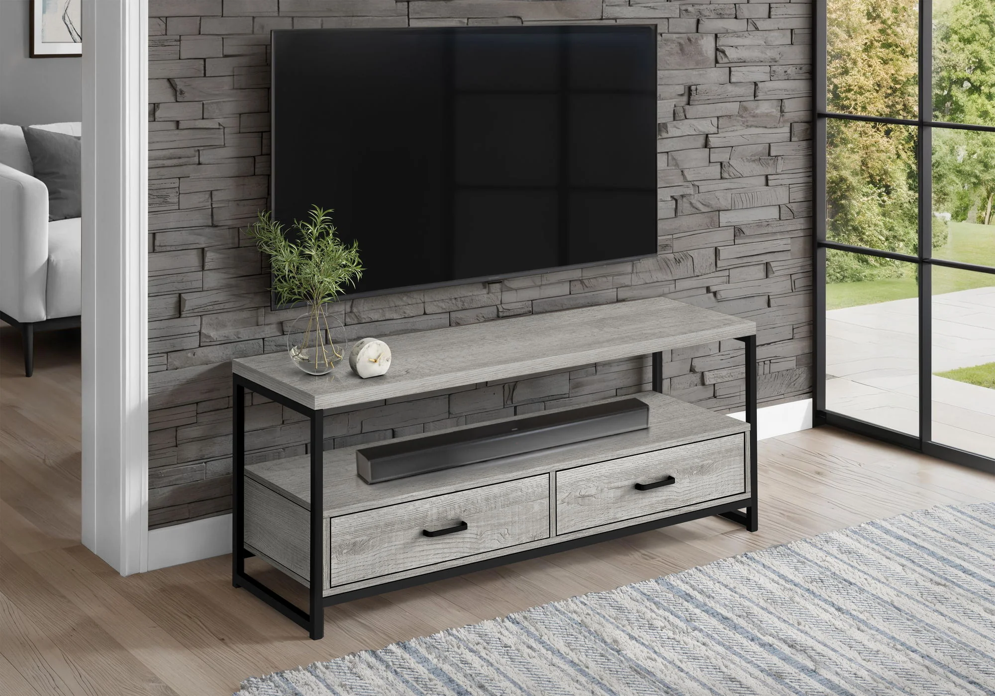 TV Stand, Console, Media Entertainment Center, Storage Drawers, Living Room, Bedroom, Contemporary, Modern - Image 2