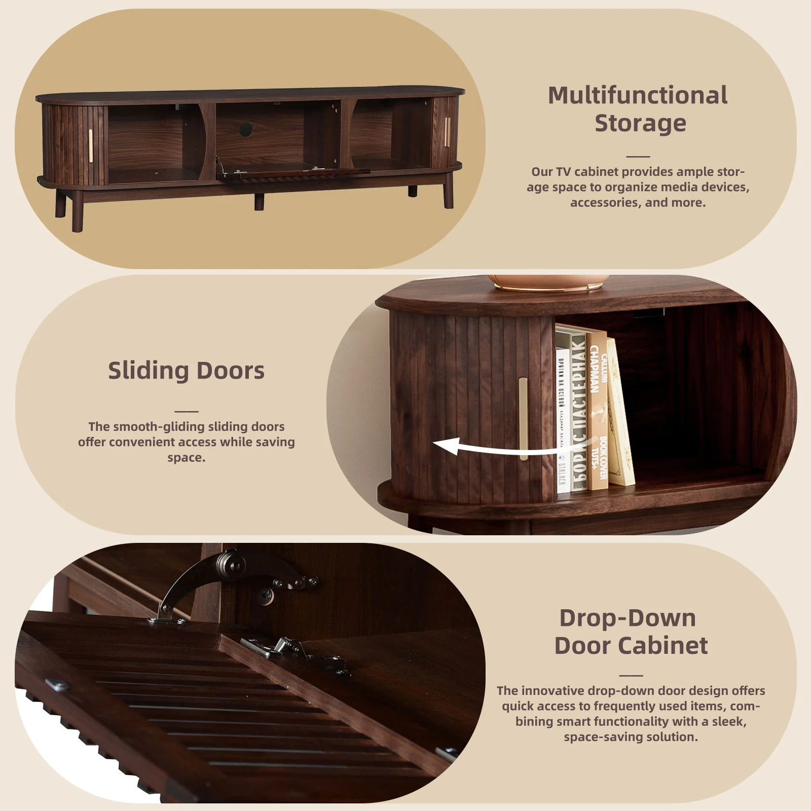TV Stand, Entertainment Center With Storage - Image 15