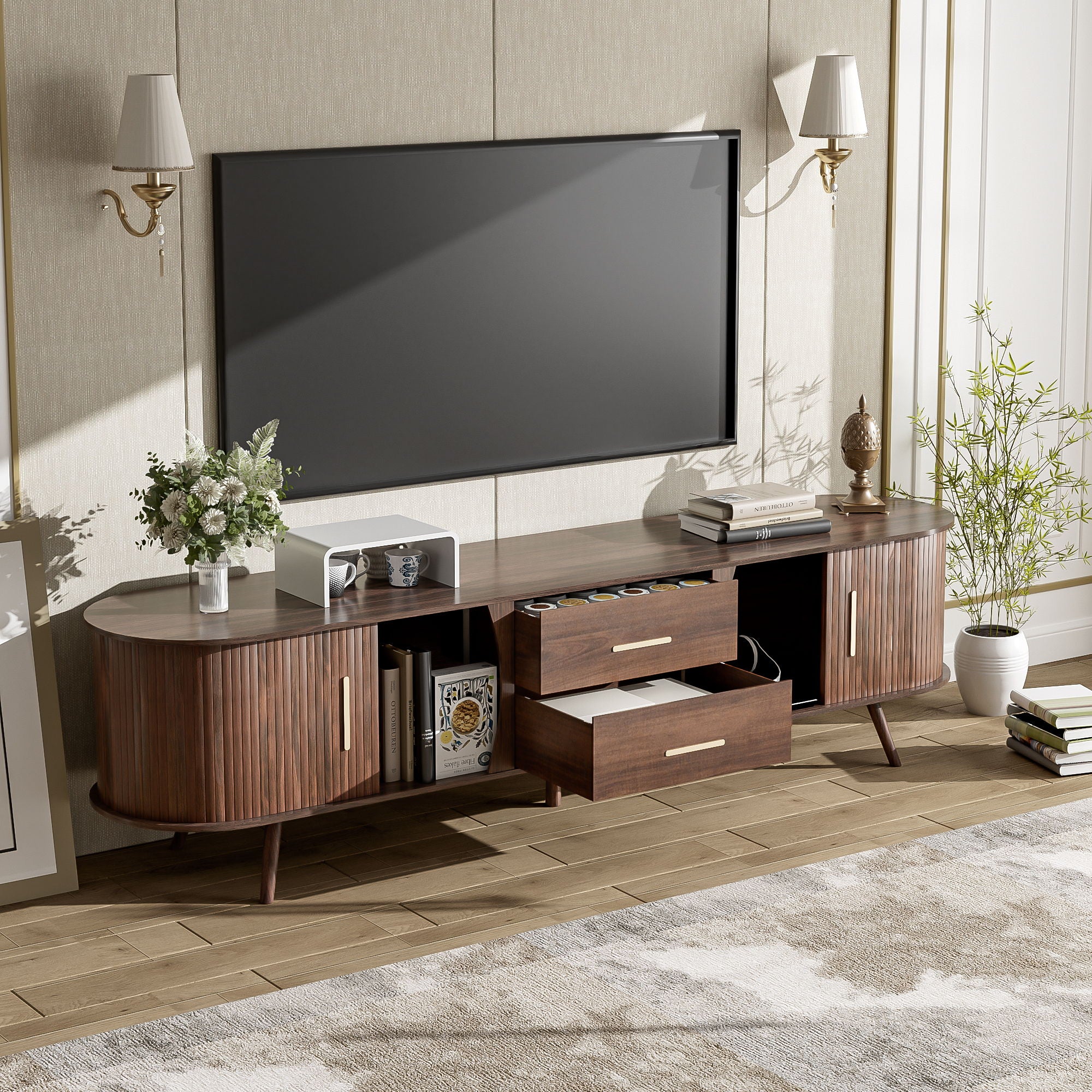 TV Stand, Entertainment Center With Storage - Image 5
