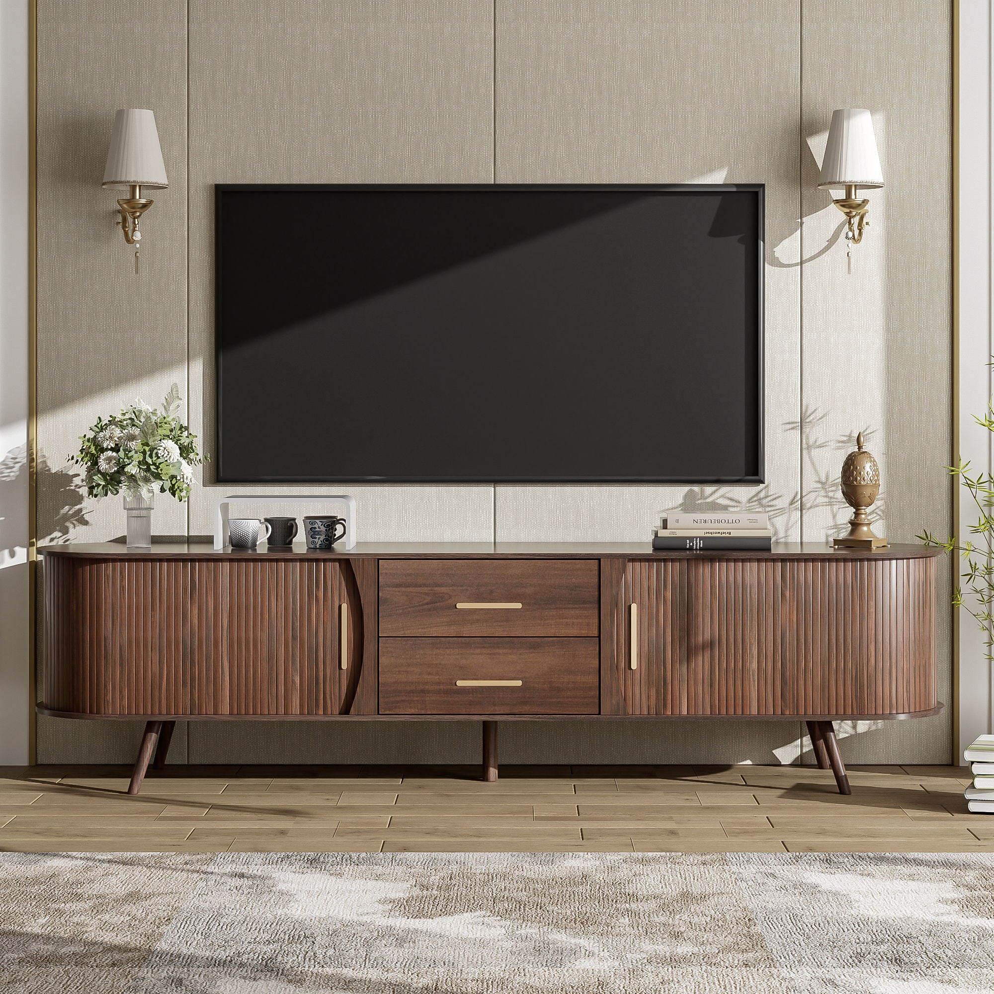 TV Stand, Entertainment Center With Storage - Image 8