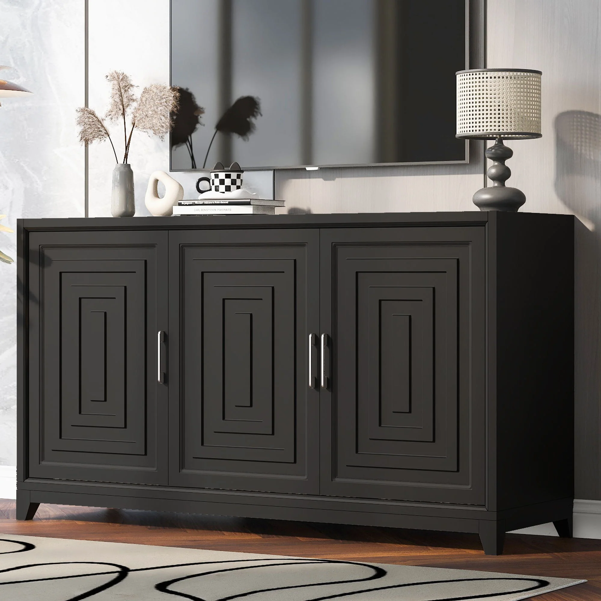TV Stand For TVs Up To 65", Modern Entertainment Center Media Console Cabinet With 2 Spacious Storage Space, Solid Wood Legs For Living Room - Image 16