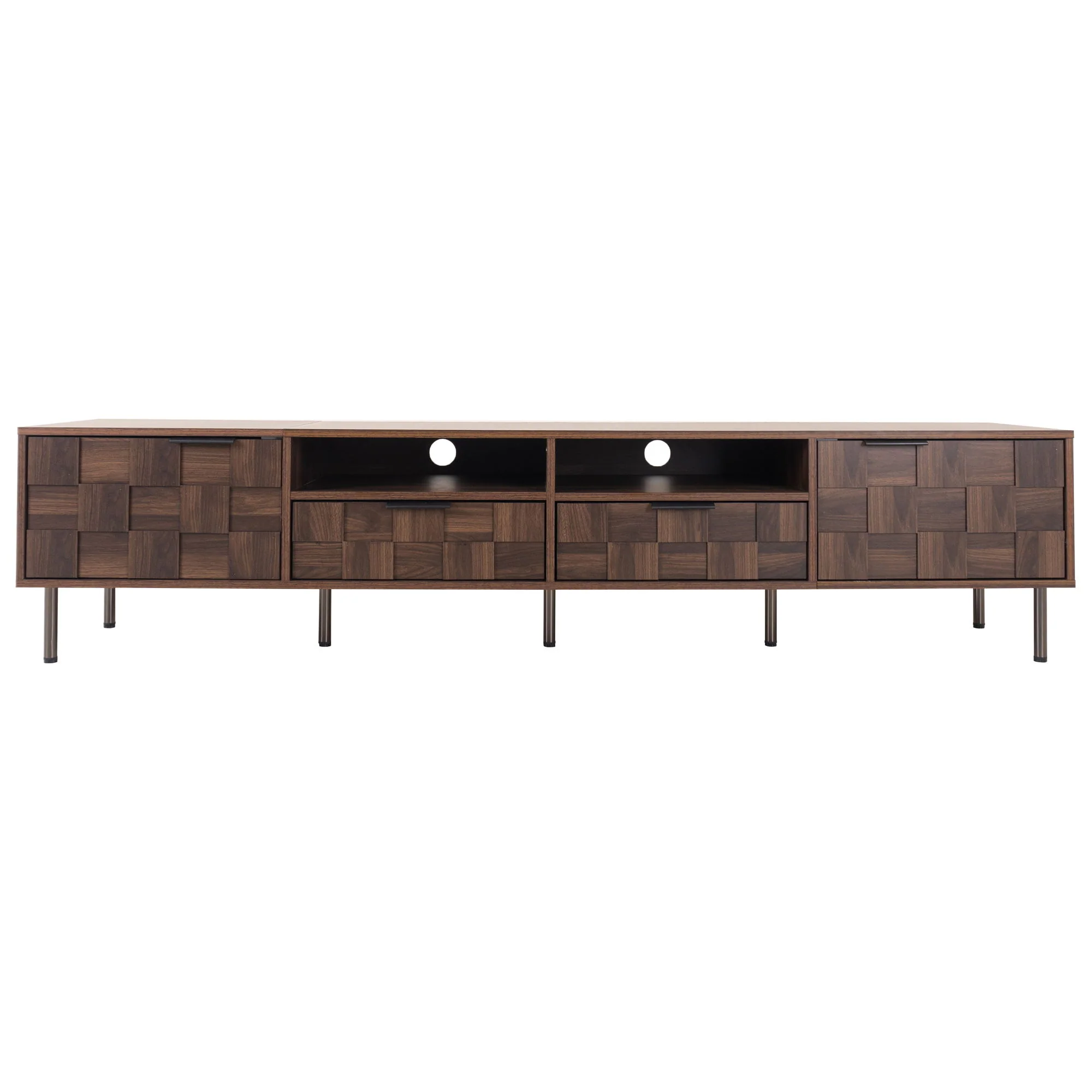 TV Stand With 2 Drawers, Media Console Table, Storage Cabinet With Cable Management - Image 2