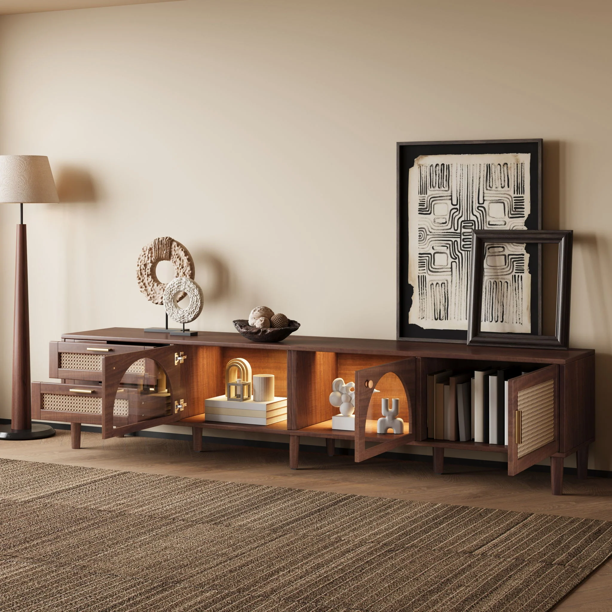 TV Stand With App-Controlled LED Lights, 2 Drawers & Door Storage - Image 11