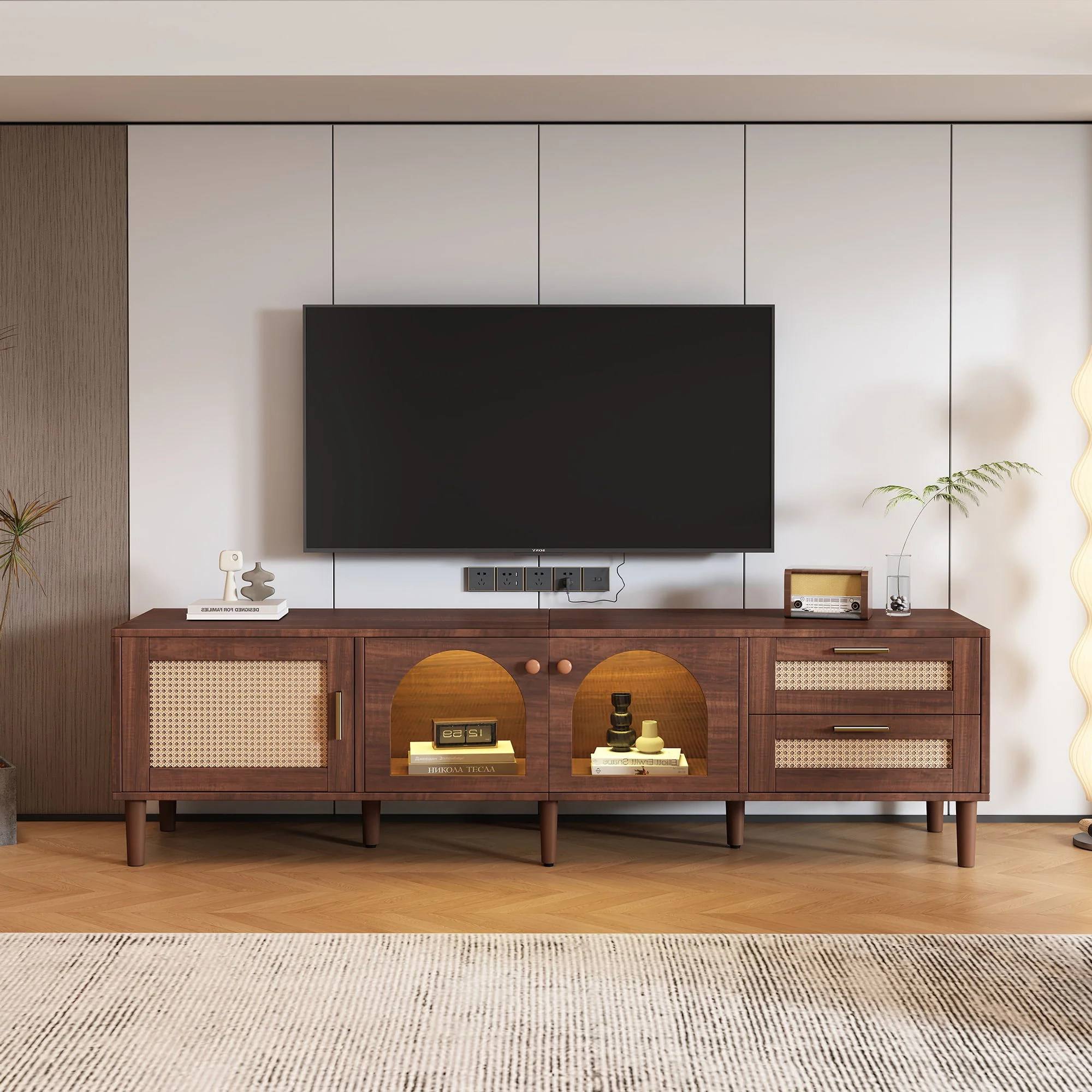 TV Stand With App-Controlled LED Lights, 2 Drawers & Door Storage - Image 16