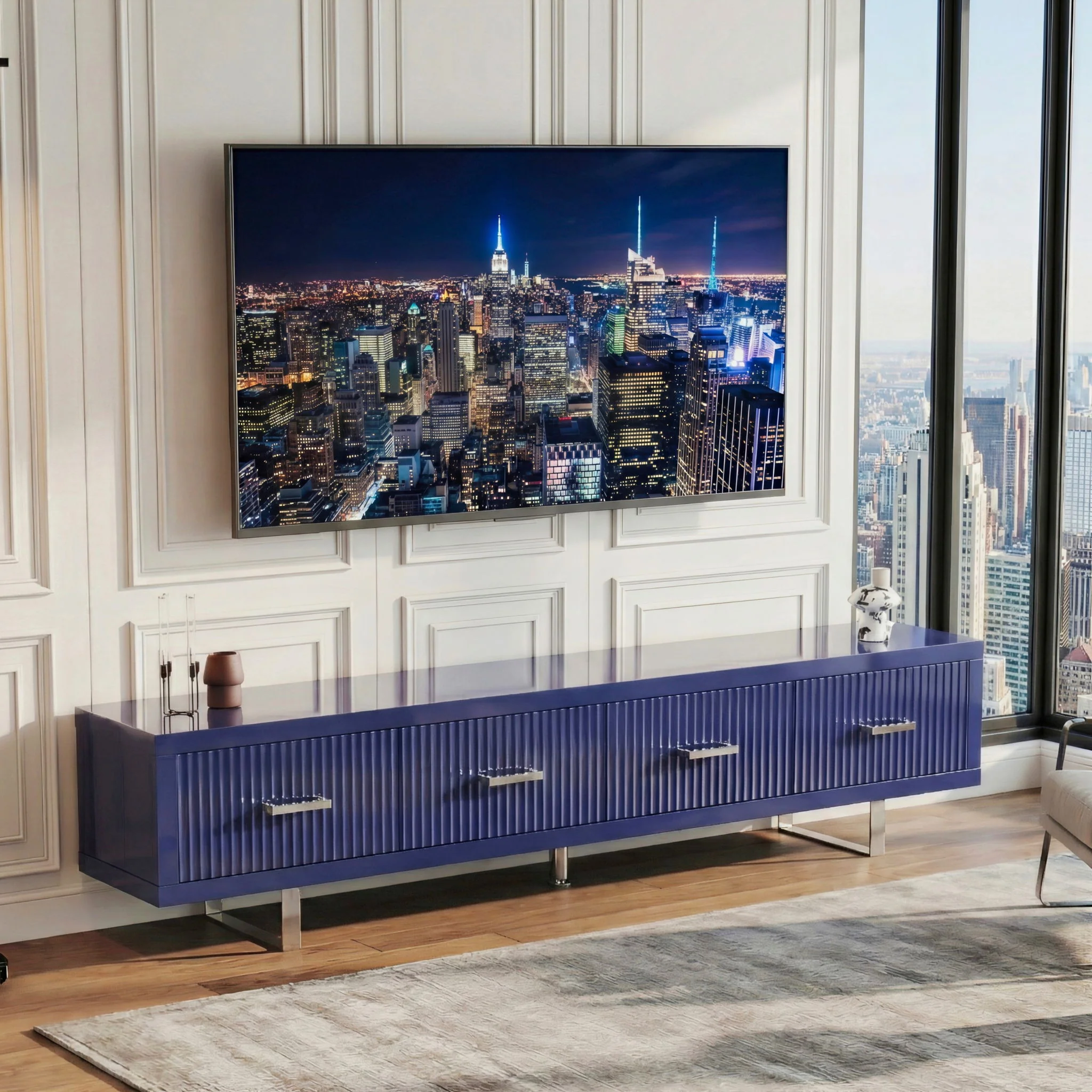 TV Stand With Slatted Drawers - Image 7
