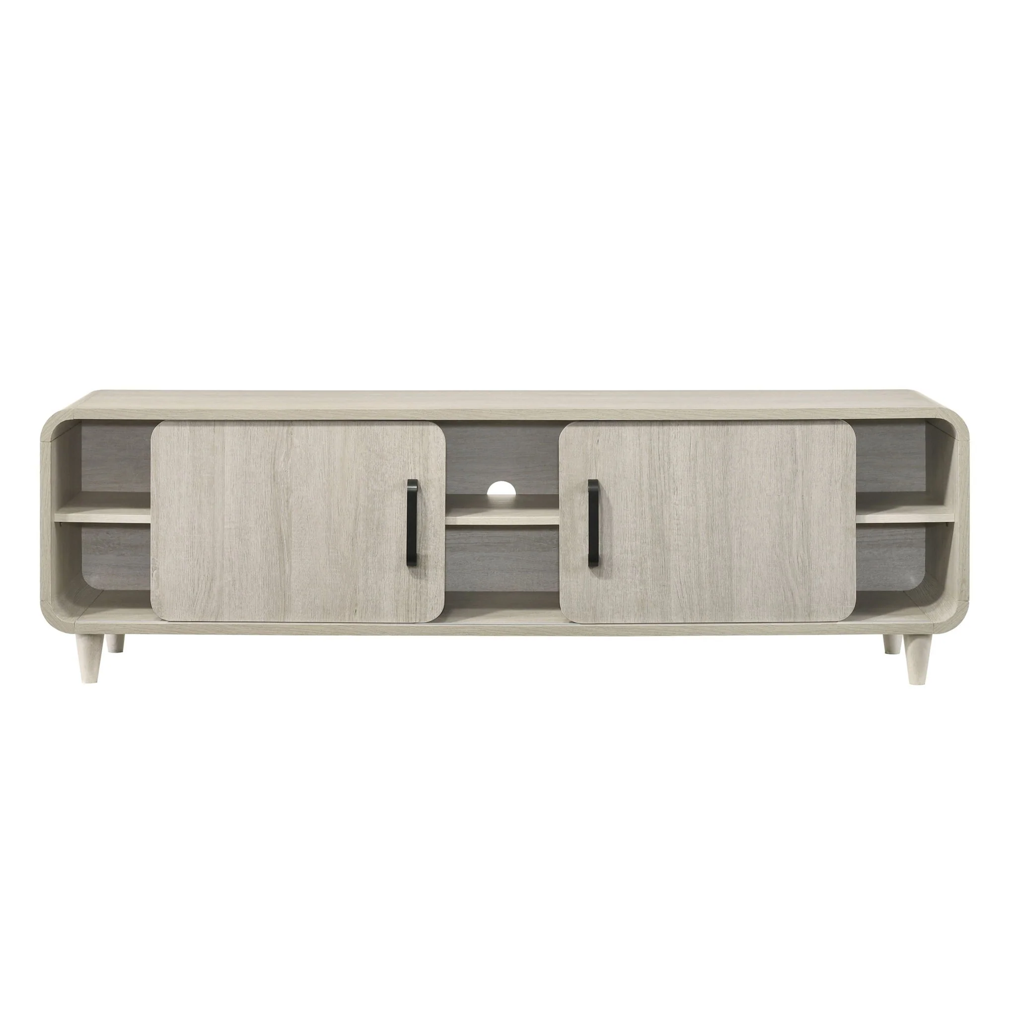 TV Stand With Sliding Doors And Handles, Living Room Furniture - Antique White - Image 2