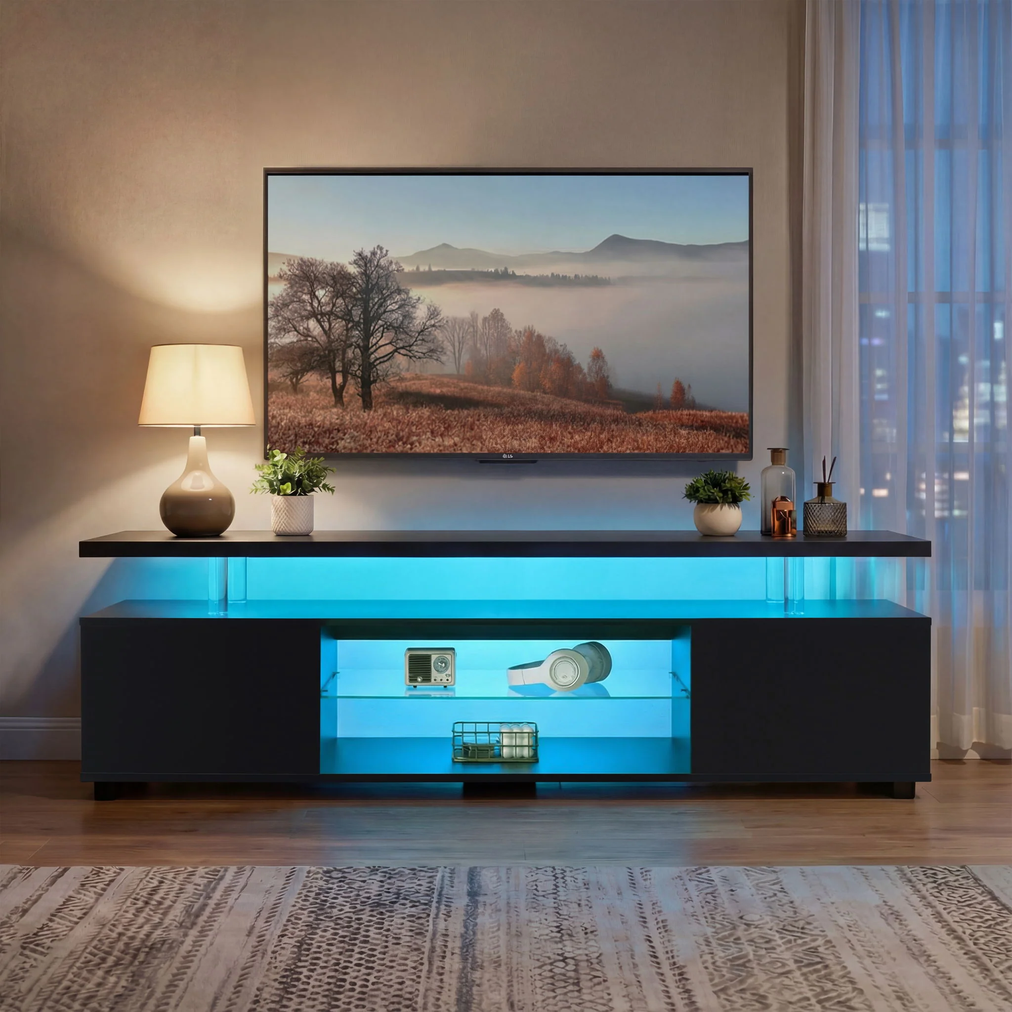 TV Stant With LED And Large Side Cabinet - Image 10