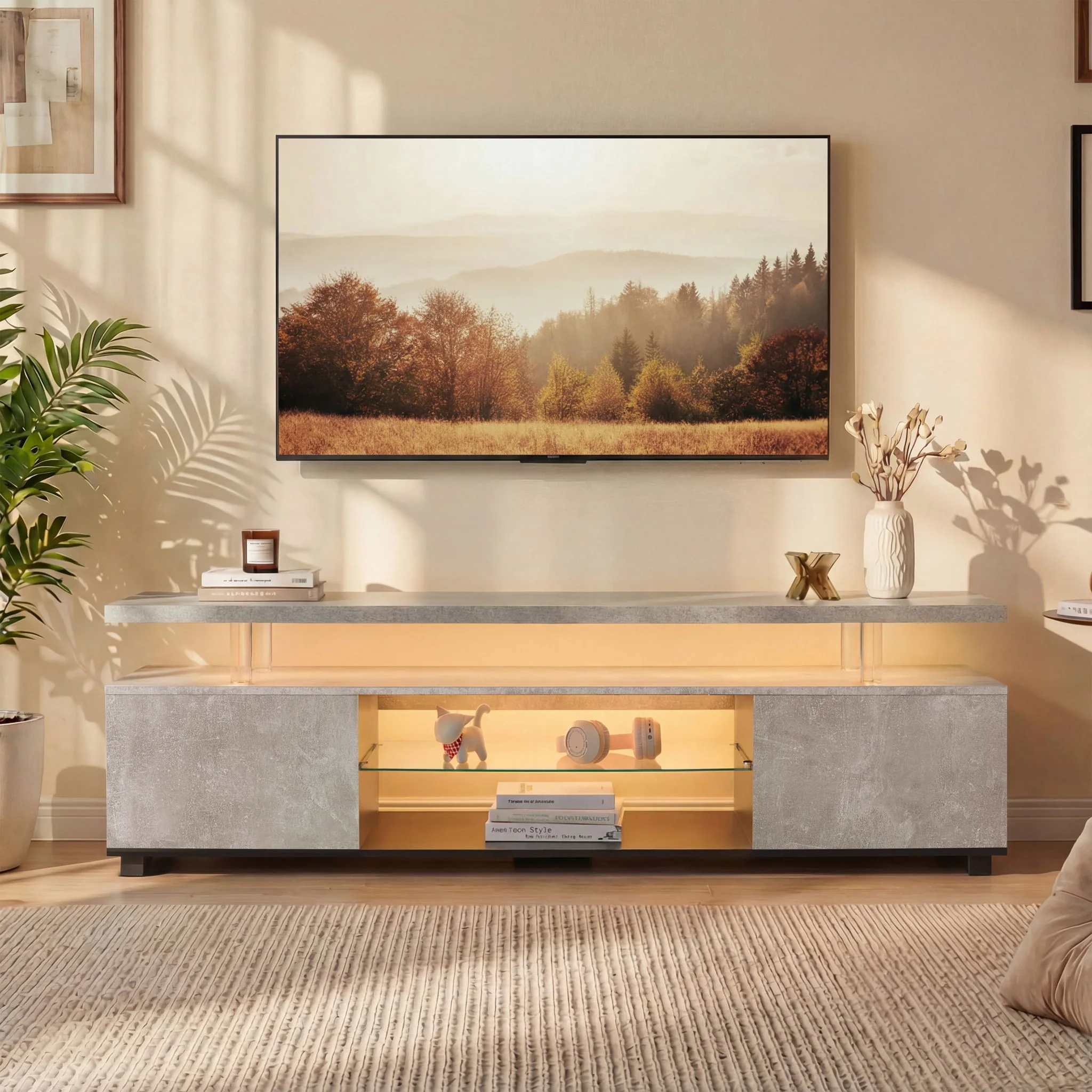 TV Stant With LED And Large Side Cabinet - Image 15