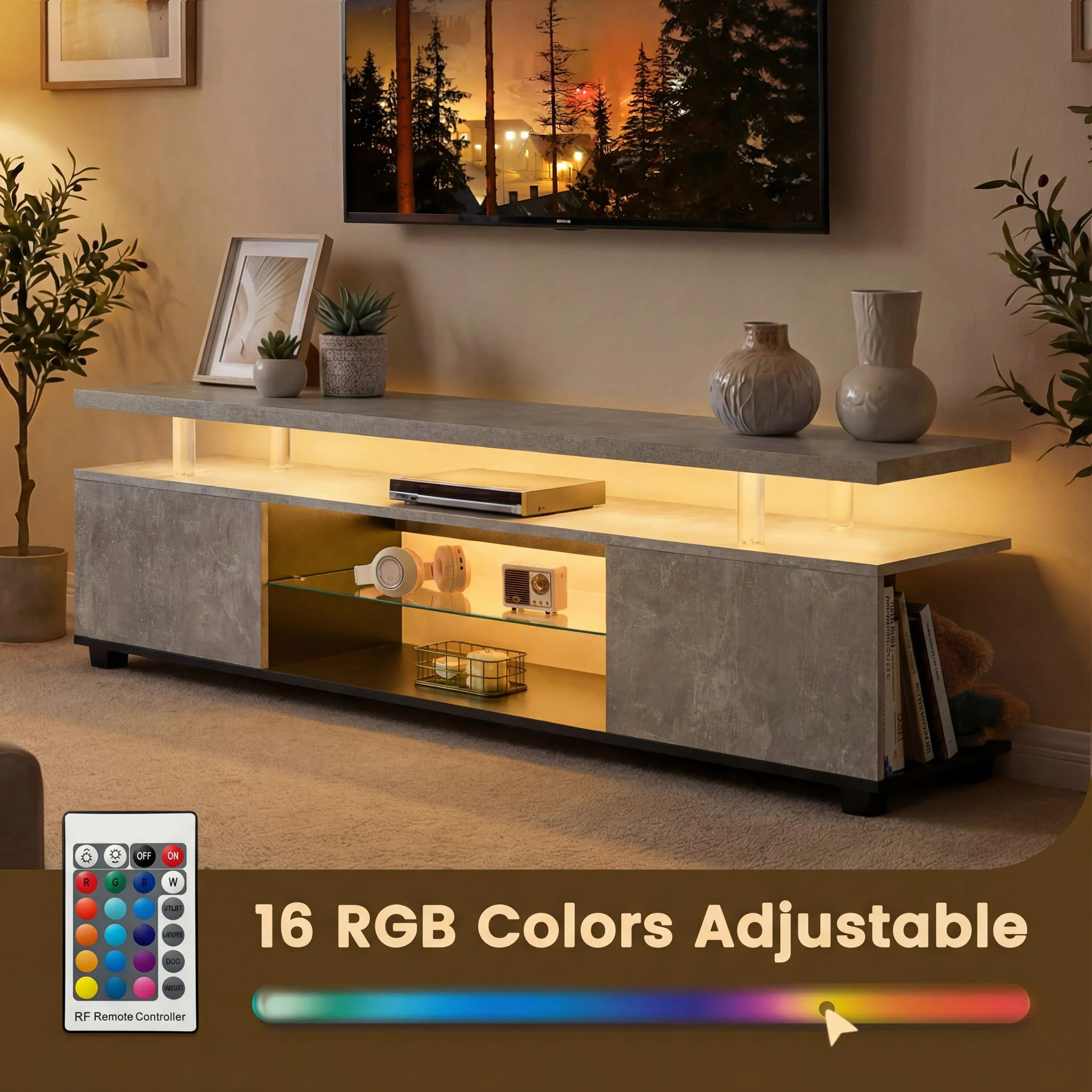 TV Stant With LED And Large Side Cabinet - Image 18