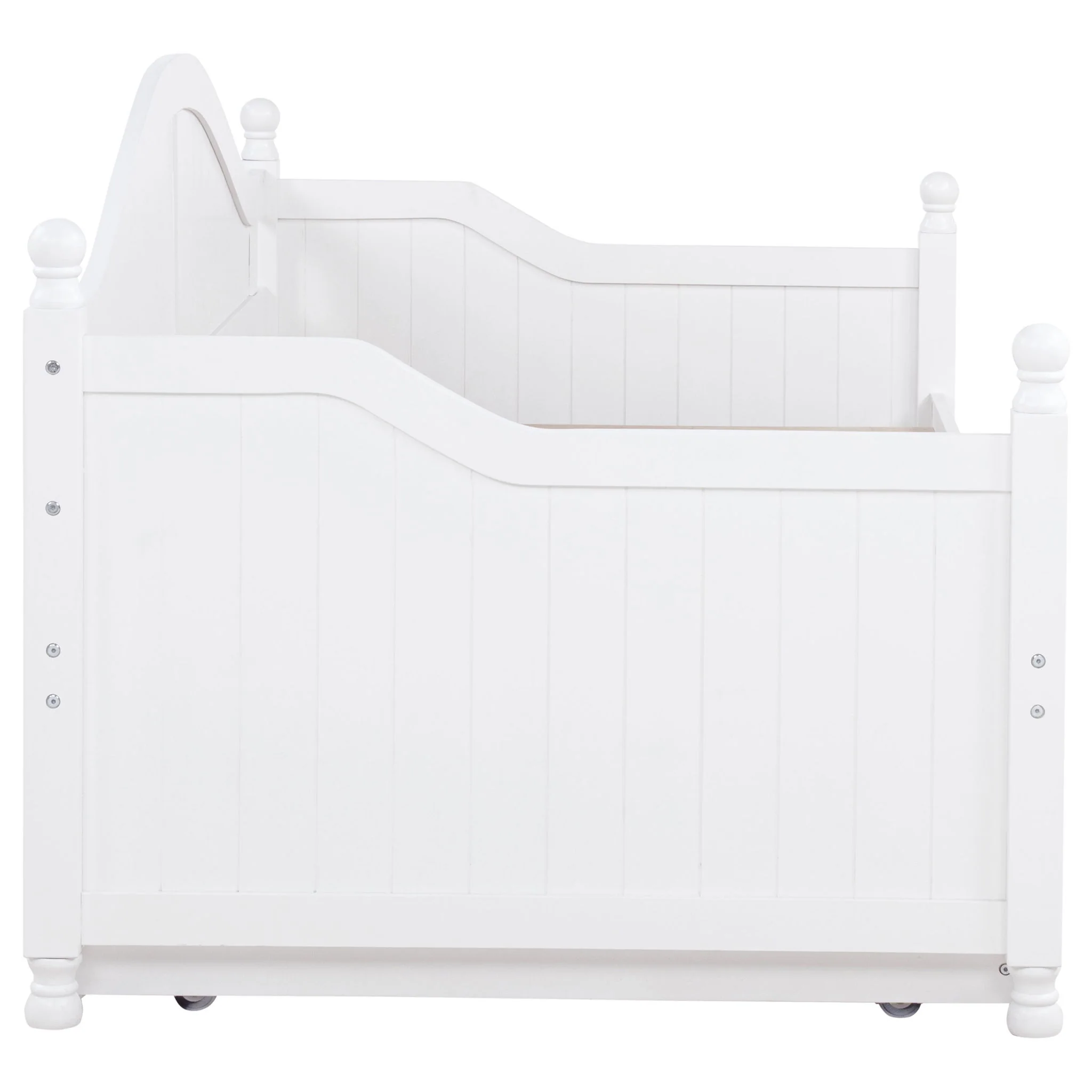 Twin Daybed With Trundle Storage Bed - White - Image 3
