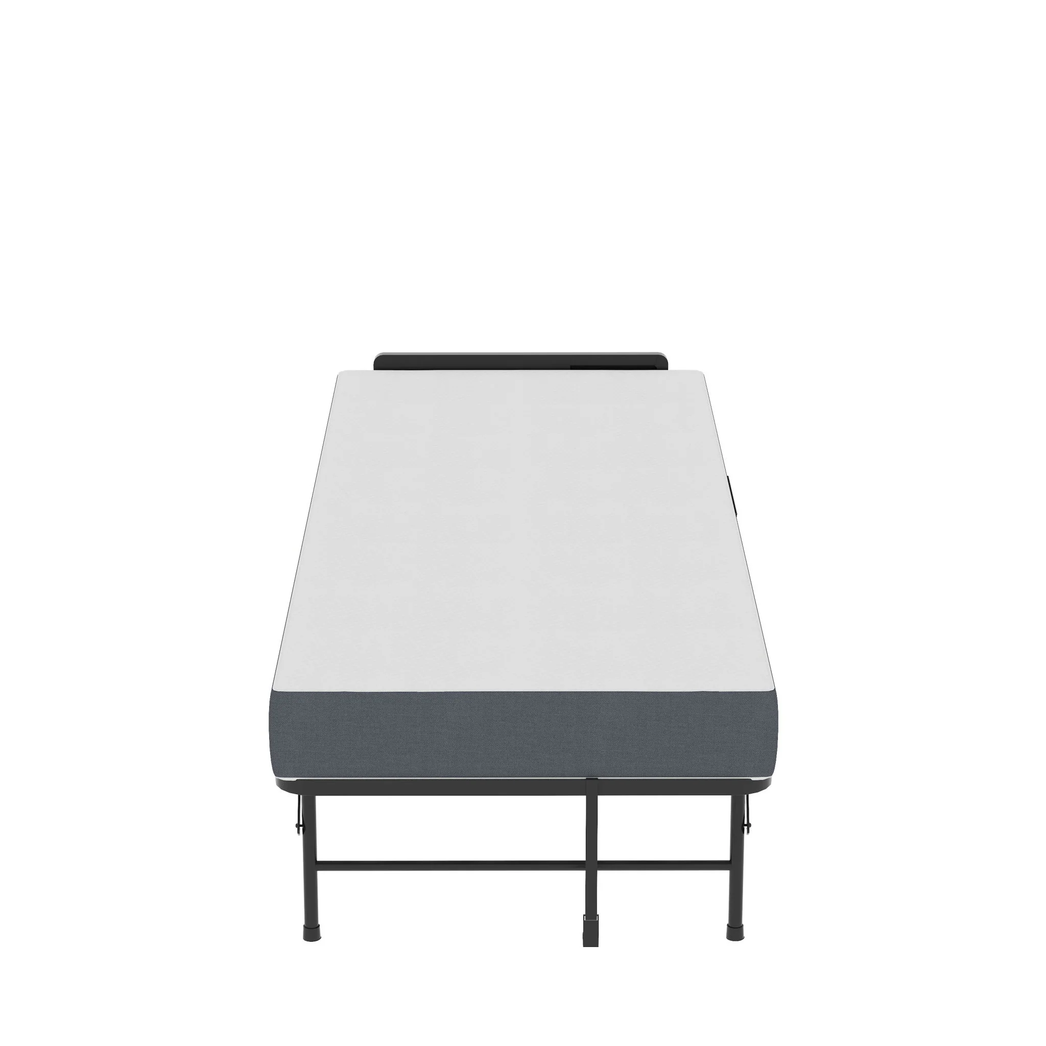 Twin Folding Bed With Adjustable Headboard & Memory Foam Mattress, Portable Coton Wheels For Tall People, Space-Saving Guest Bed - Black - Image 3