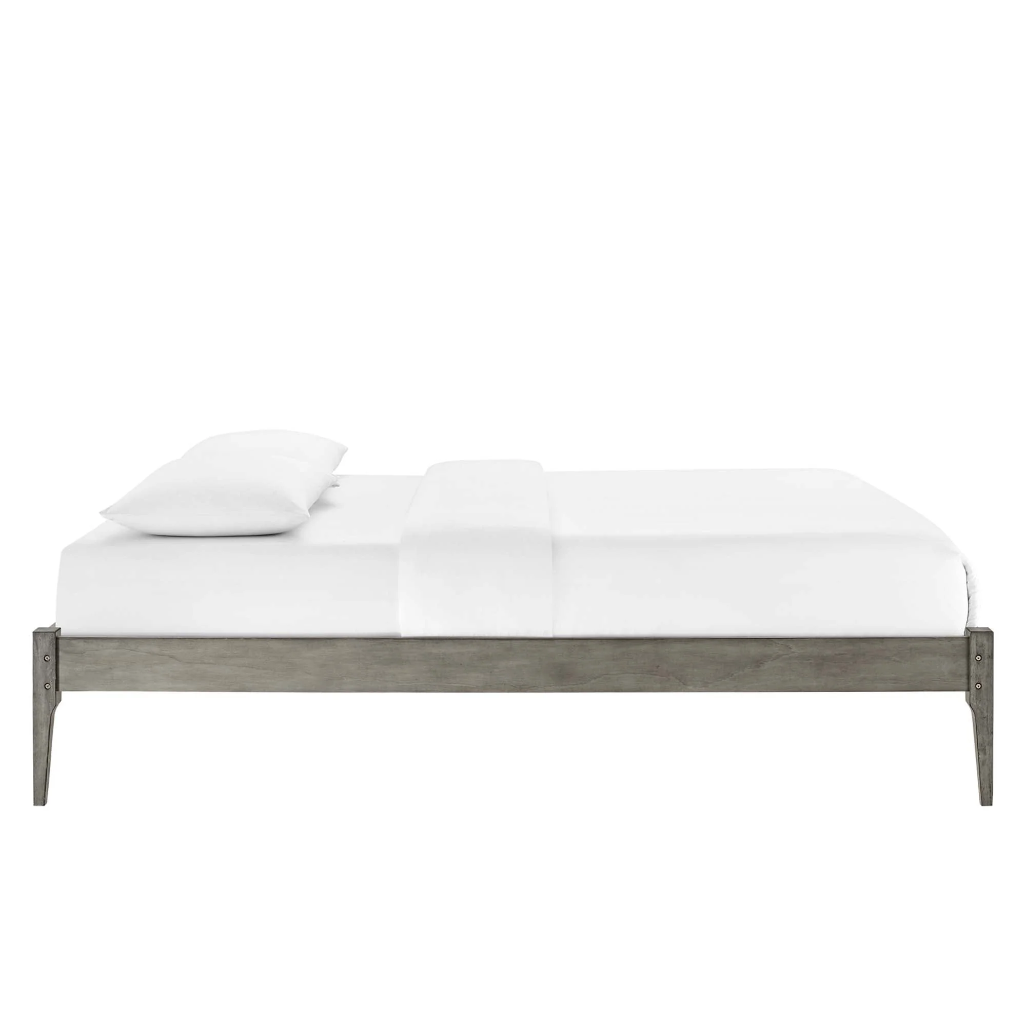 Twin Gray Mid-Century Modern Wood Platform Bed Frame - Image 15