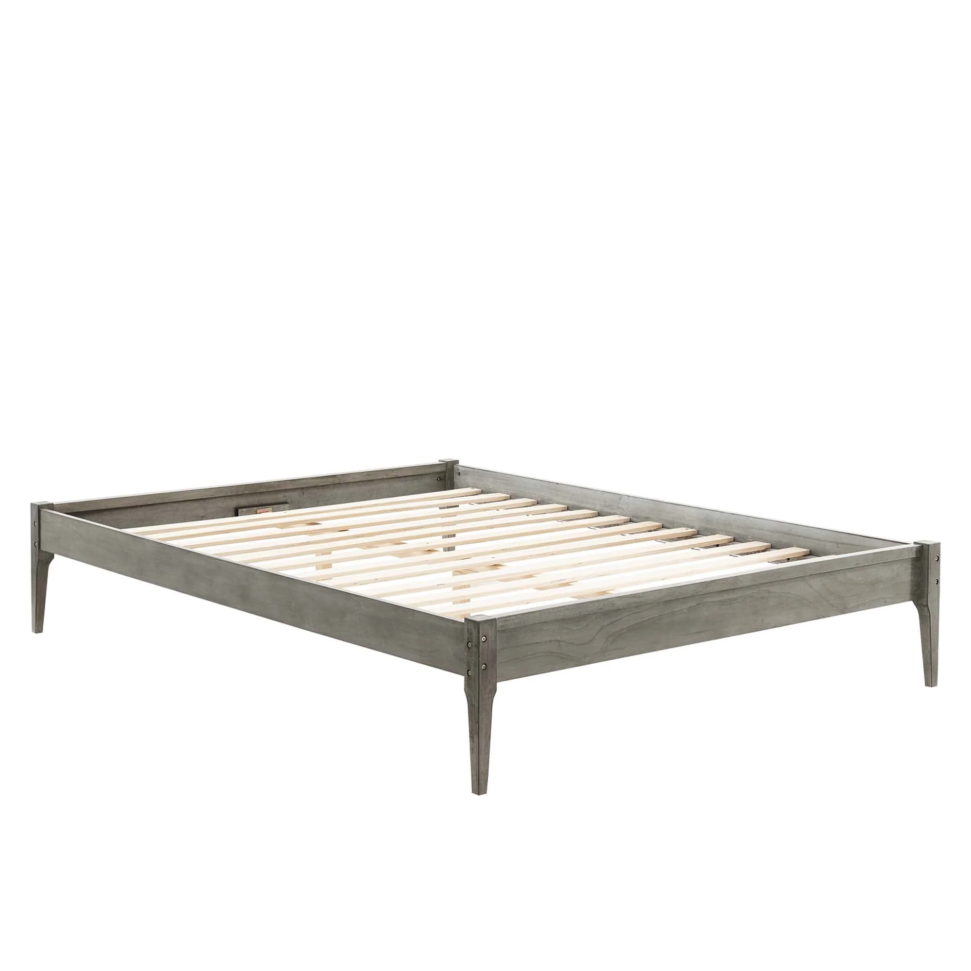 Twin Gray Mid-Century Modern Wood Platform Bed Frame - Image 4