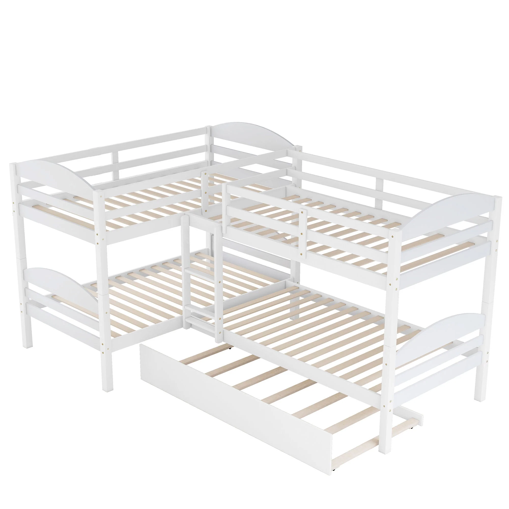 Twin L-Shaped Bunk Bed With Trundle - White - Image 4