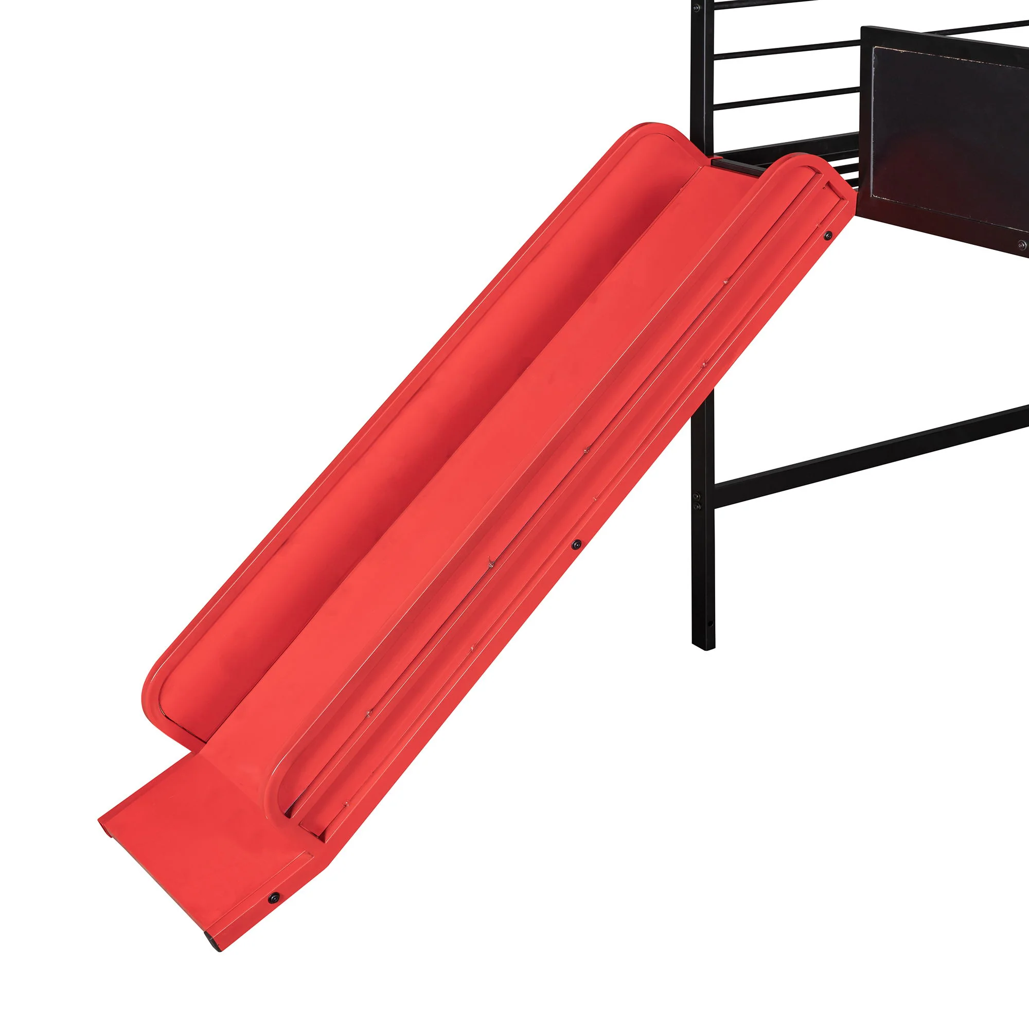 Twin Metal Loft Bed With Slide And 2 Sided Writable Wooden Board - Black - Image 5