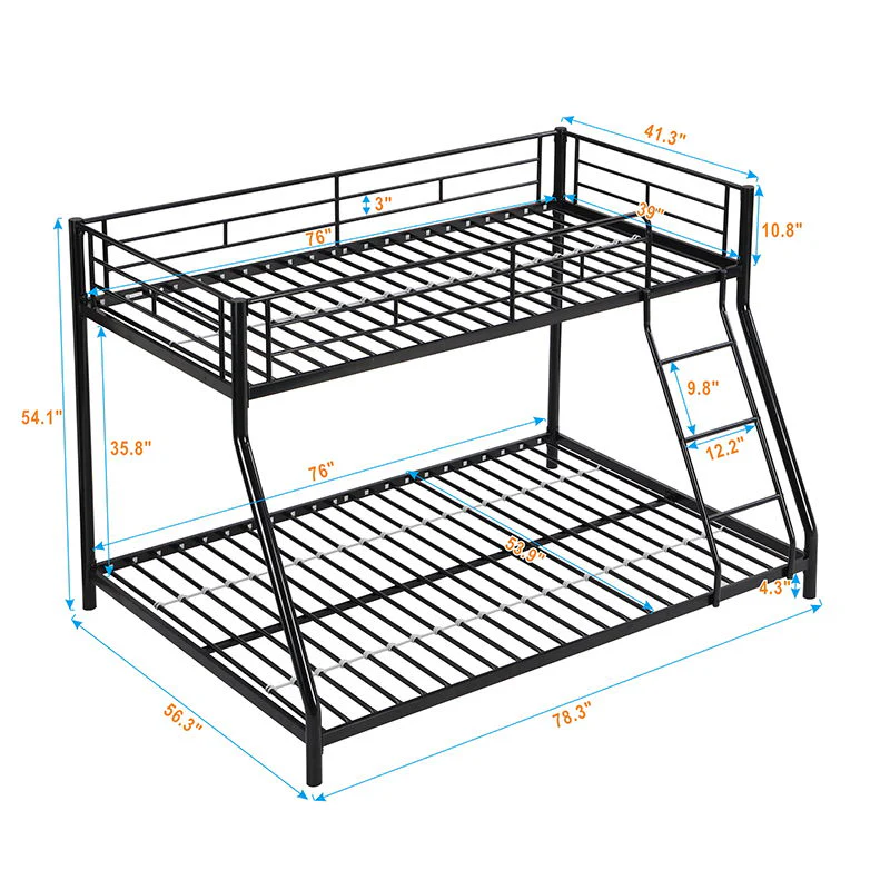 Twin Over Full Metal Bunk Bed - Black - Image 5